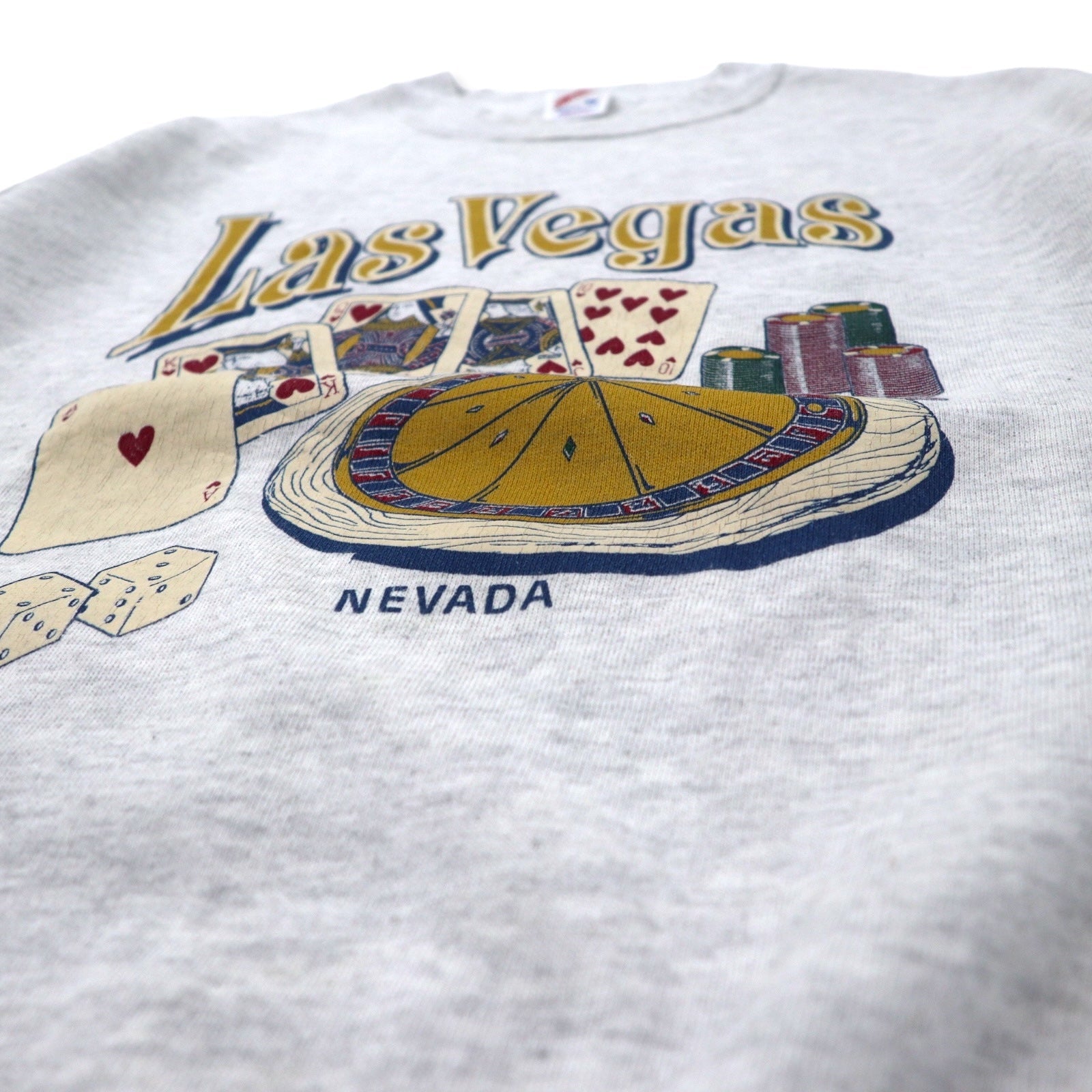 JERZEES Made in USA Anni '90 Felpa stampata Las Vegas M Grigio Cotone Casinò