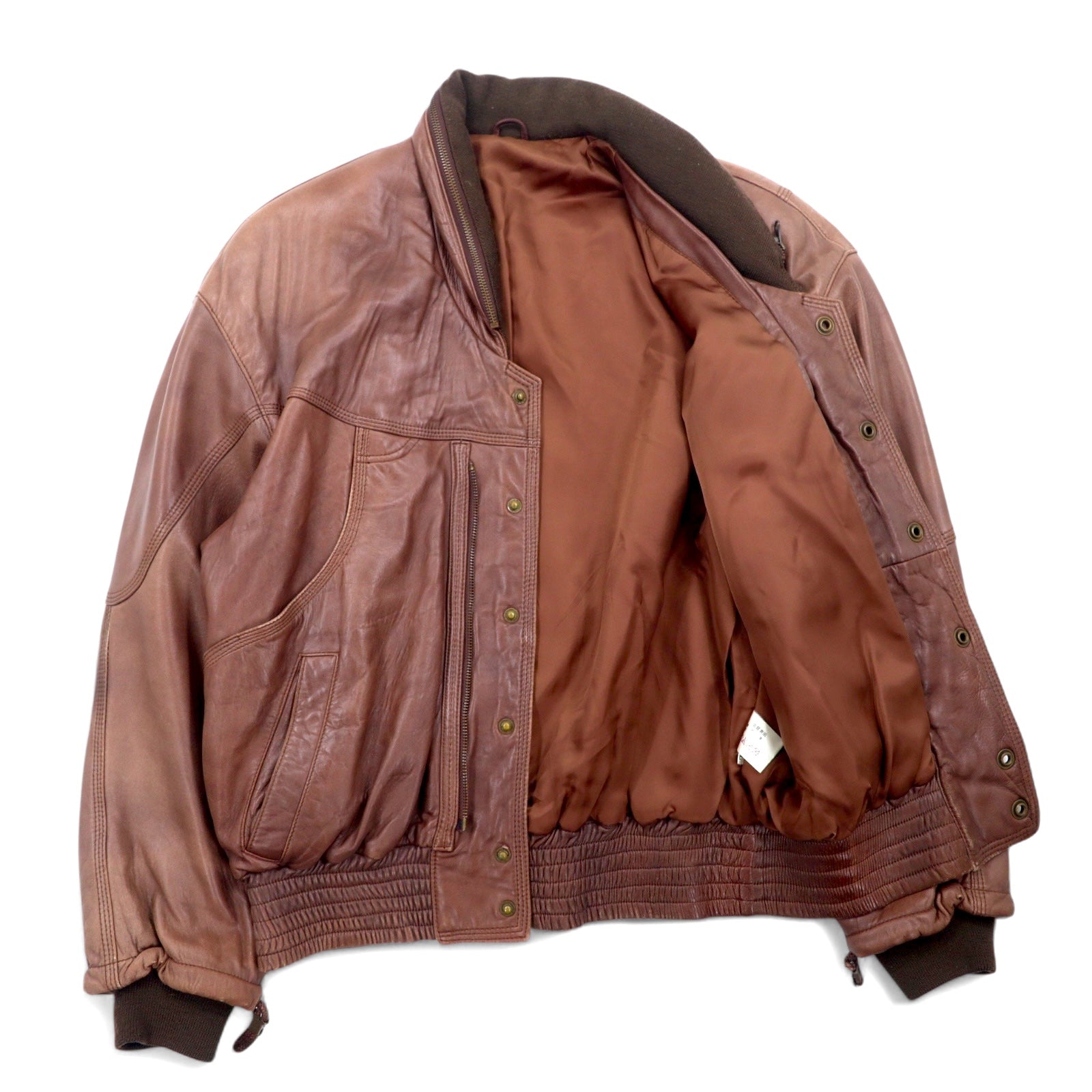 Bomber Jacket in Pelle di Agnello anni '90, Giacca Volo, L, Marrone, Vera Pelle di Agnello, Cappuccio Ripiegabile