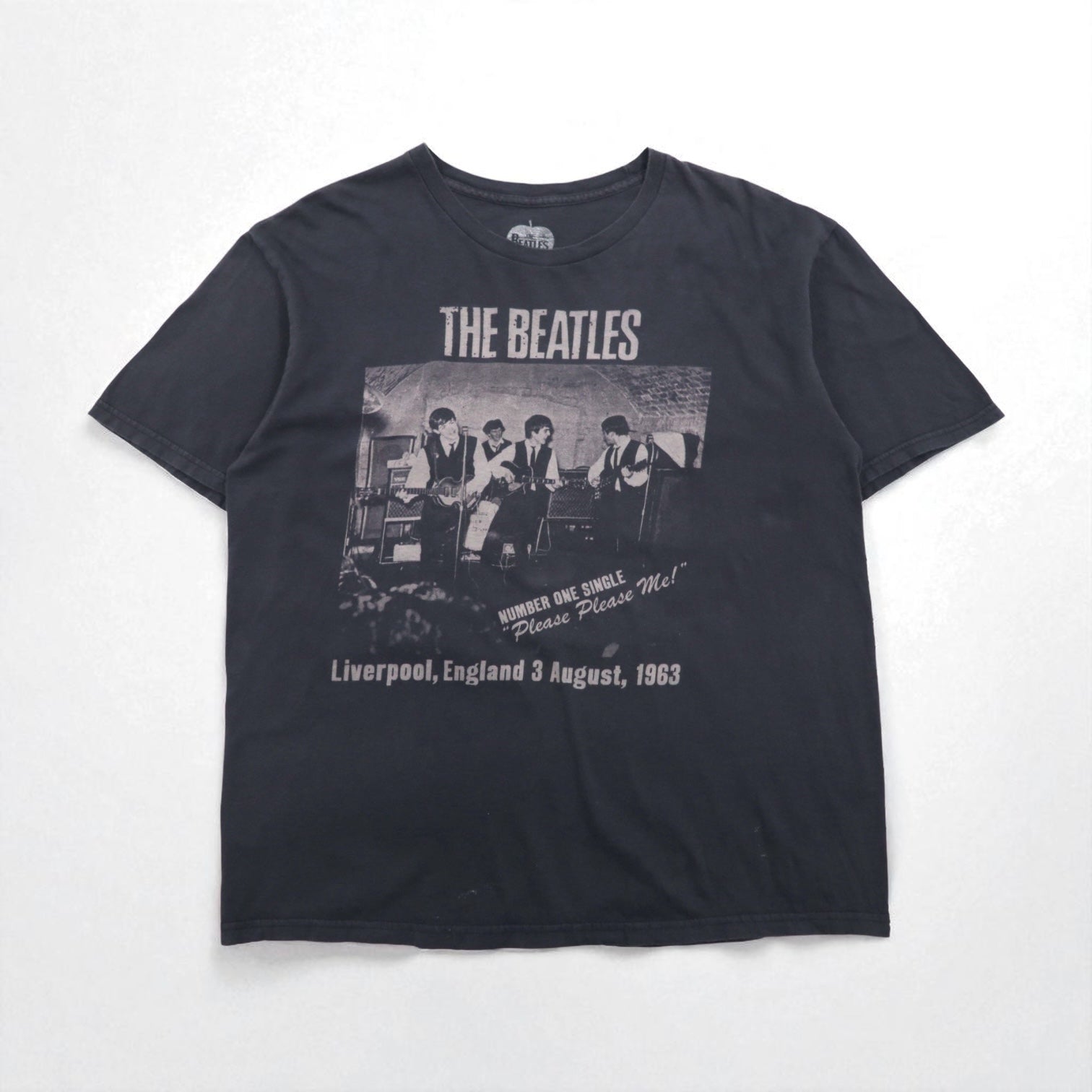 THE BEATLES Beatles Rock Band T-shirt L Grey Cotton PLEASE PLEASE ME Made in Mexico