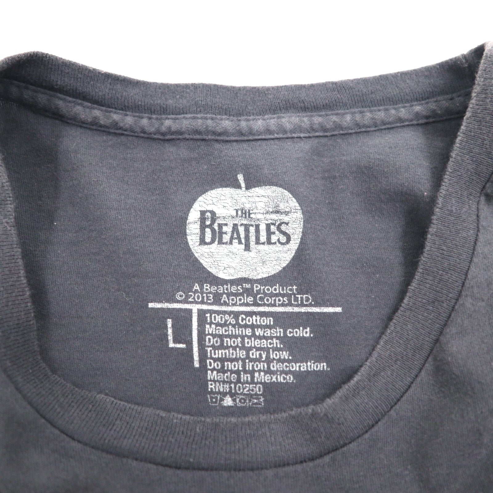 THE BEATLES Beatles Rock Band T-shirt L Grey Cotton PLEASE PLEASE ME Made in Mexico