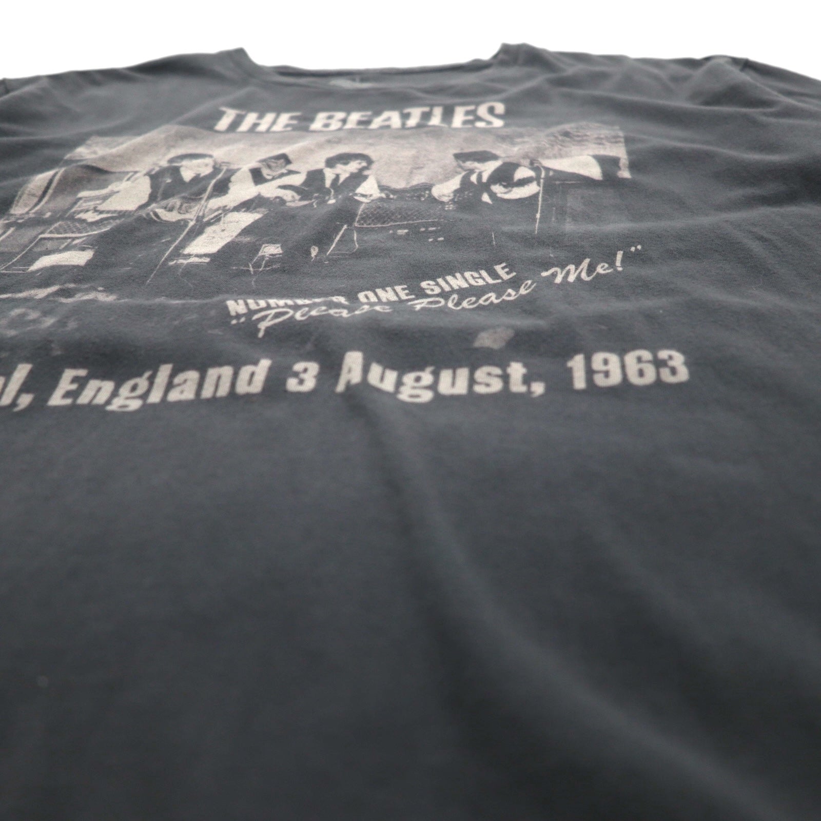 THE BEATLES Beatles Rock Band T-shirt L Grey Cotton PLEASE PLEASE ME Made in Mexico