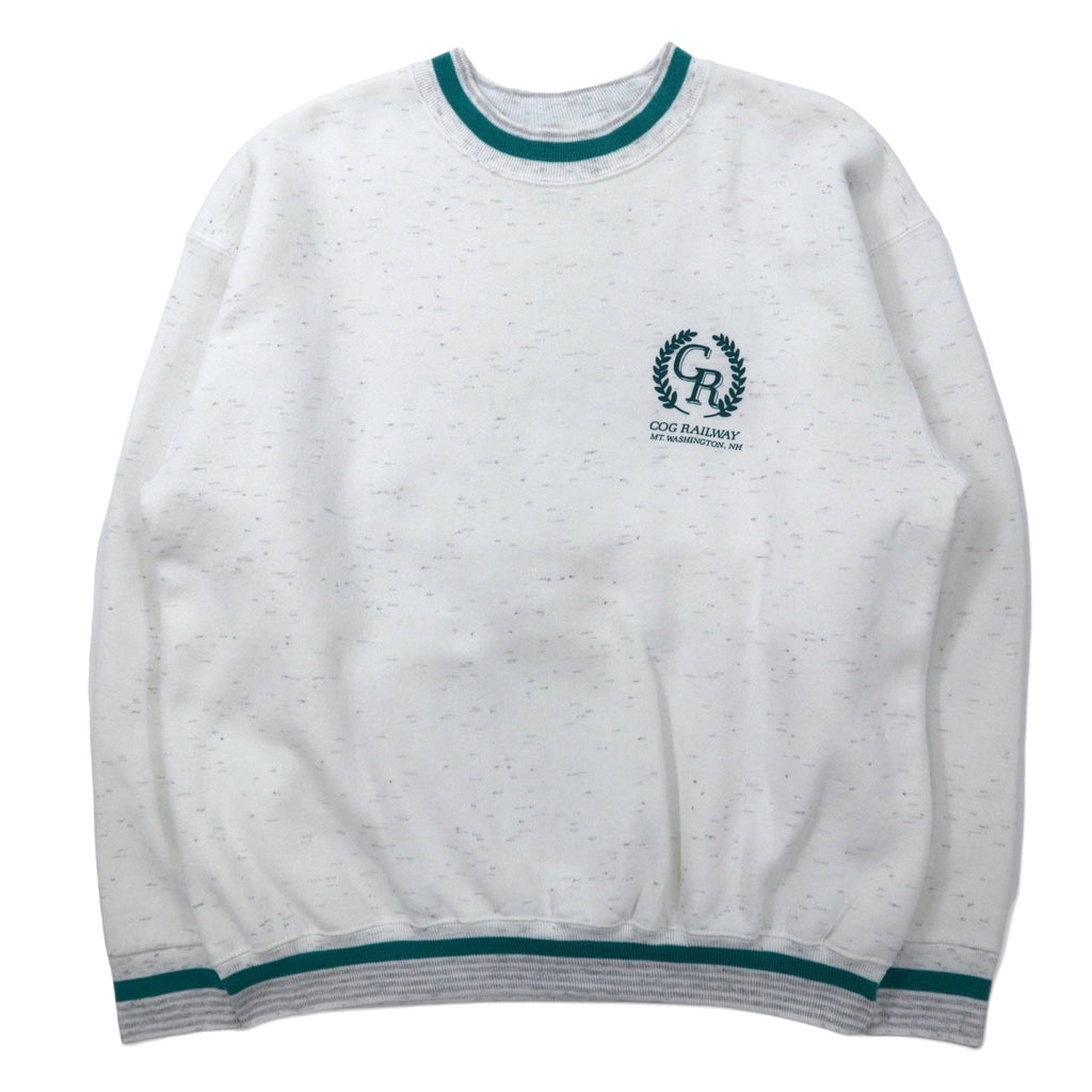 USA Made Anni '90 ONEITA Rib-lined Felpa XL Bianco Cotone Foderata in pile COG RAILWAY