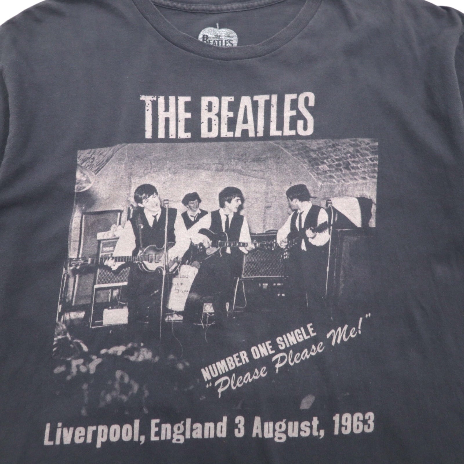 THE BEATLES Beatles Rock Band T-shirt L Grey Cotton PLEASE PLEASE ME Made in Mexico