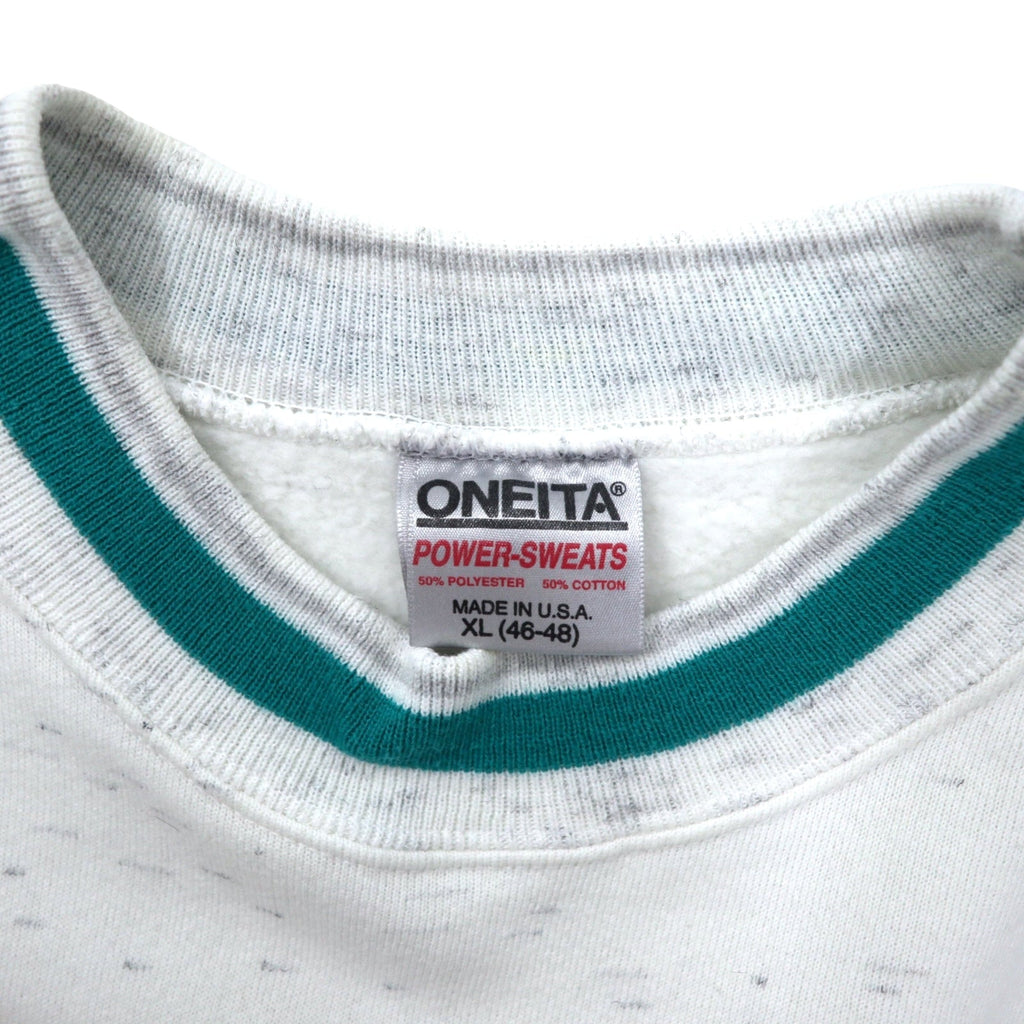 USA Made Anni '90 ONEITA Rib-lined Felpa XL Bianco Cotone Foderata in pile COG RAILWAY