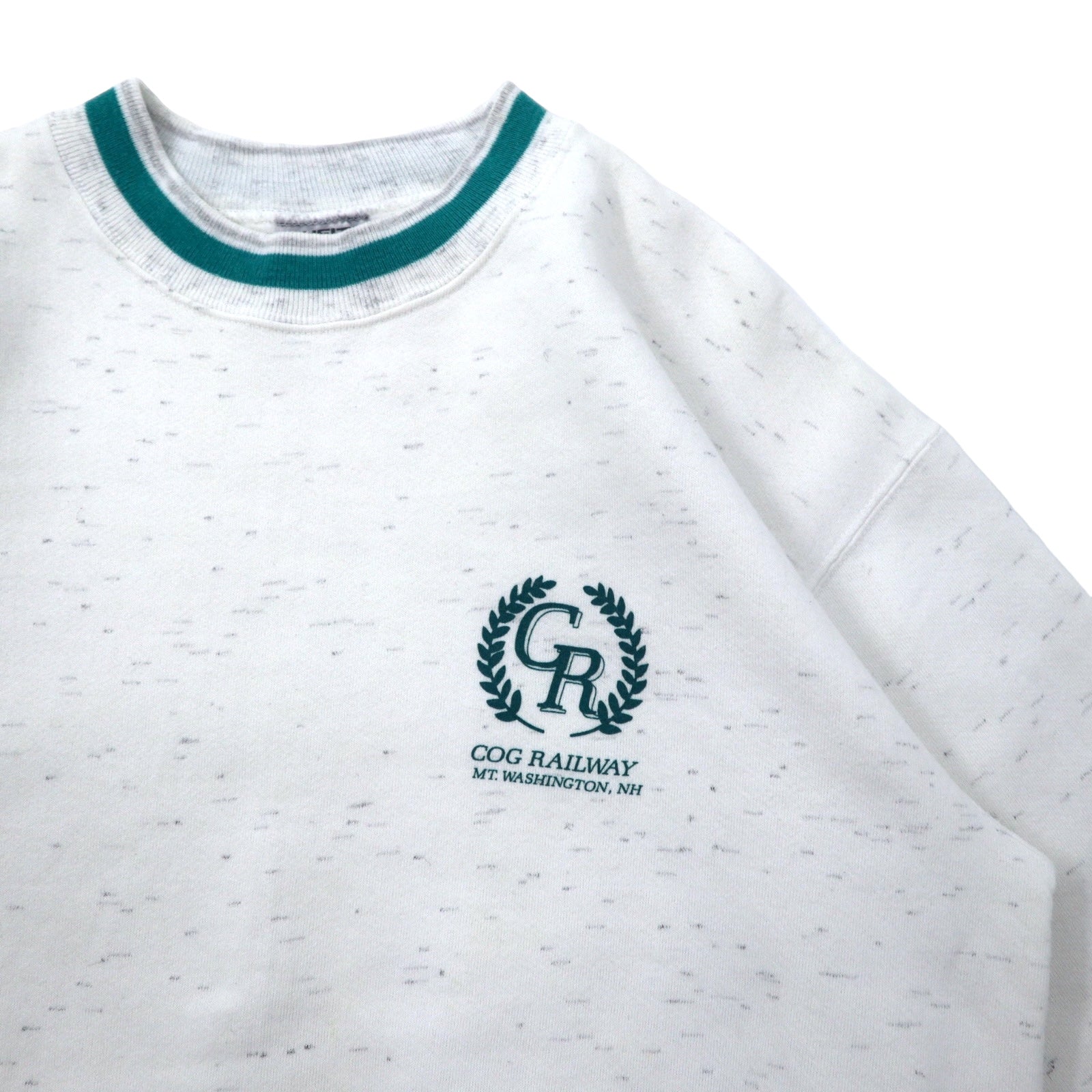 USA Made Anni '90 ONEITA Rib-lined Felpa XL Bianco Cotone Foderata in pile COG RAILWAY