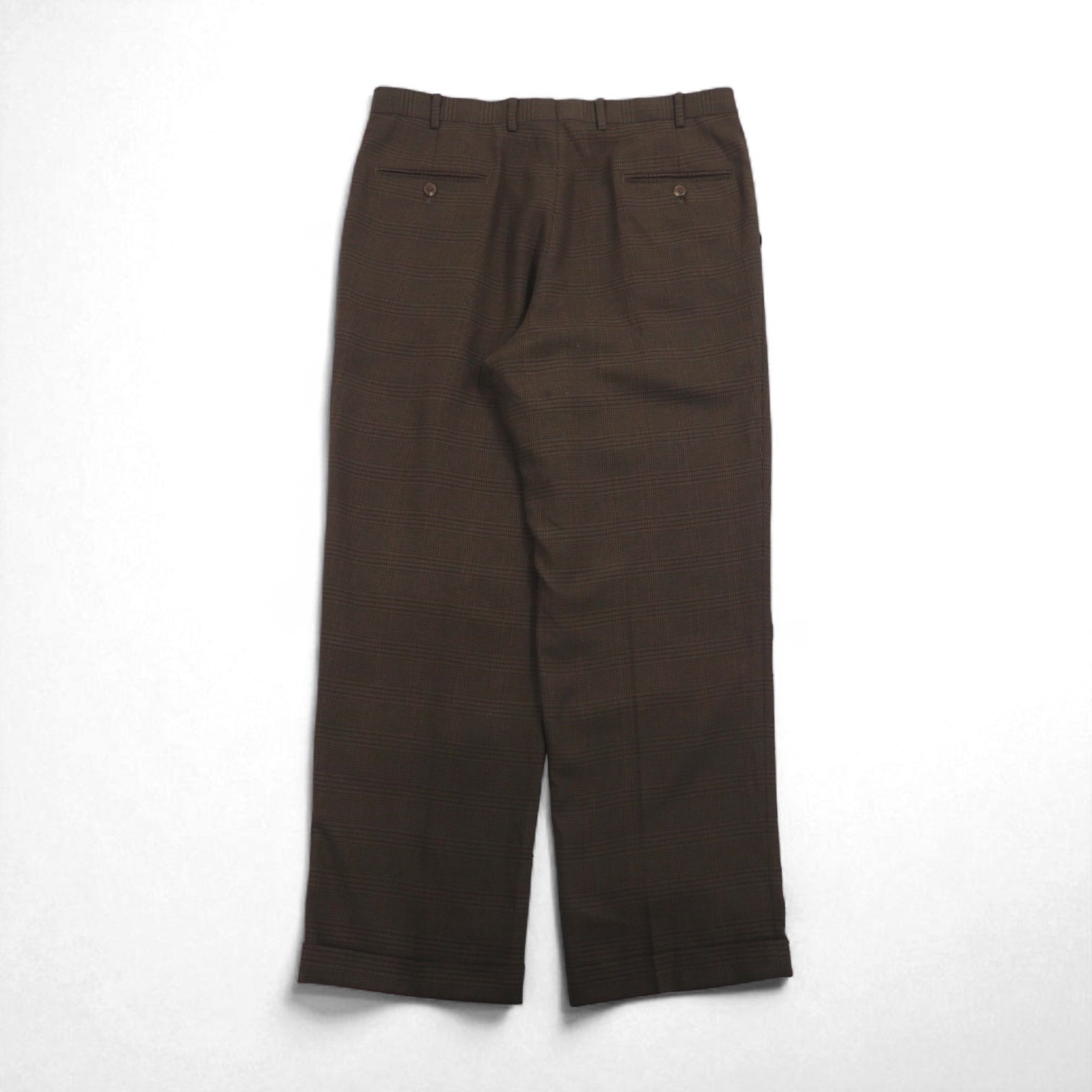 RALPH LAUREN anni '90 pantalone con pinces gamba larga L marrone a quadri poliestere