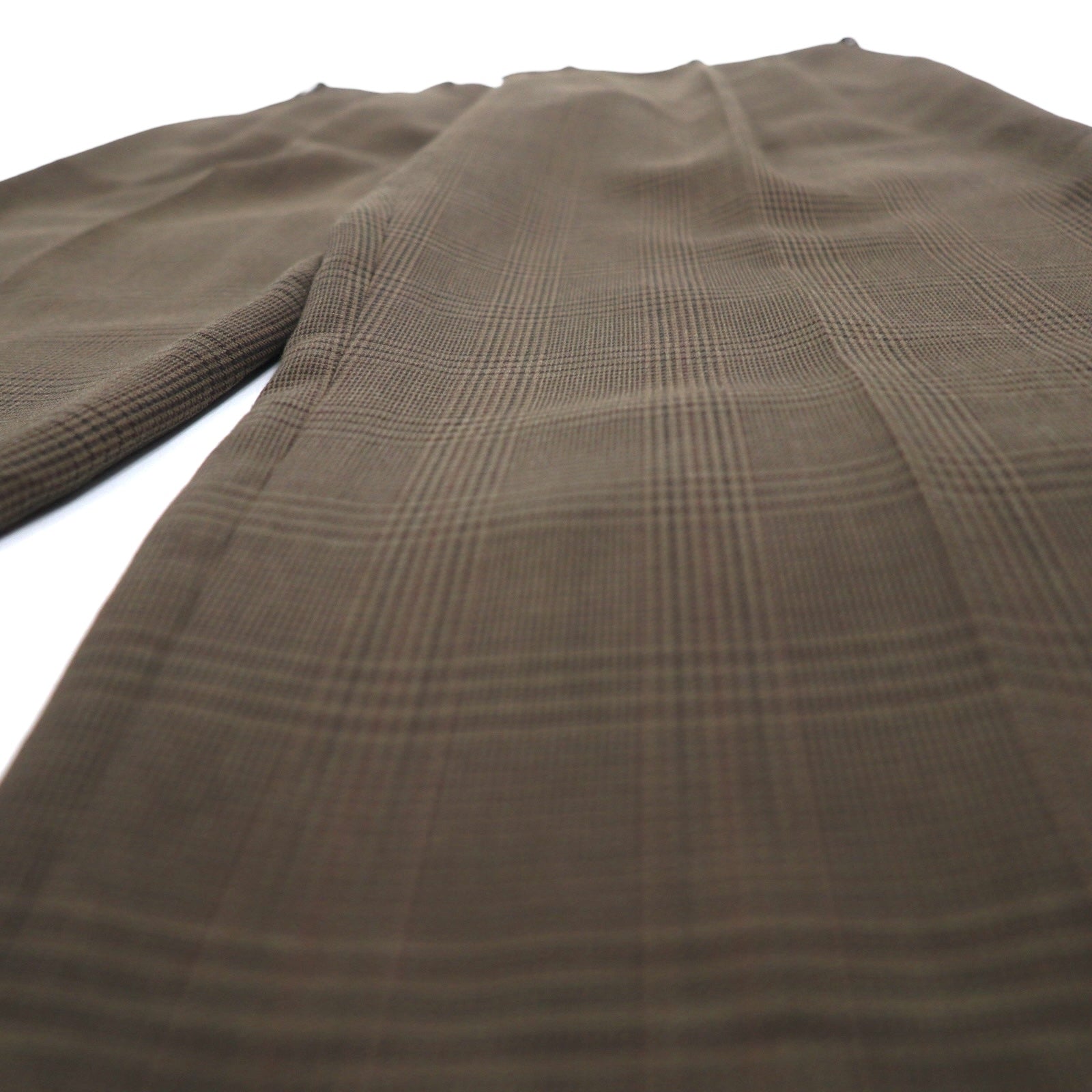 RALPH LAUREN anni '90 pantalone con pinces gamba larga L marrone a quadri poliestere