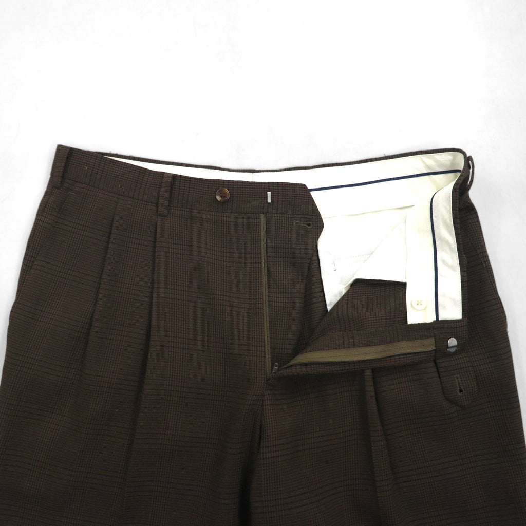 RALPH LAUREN anni '90 pantalone con pinces gamba larga L marrone a quadri poliestere