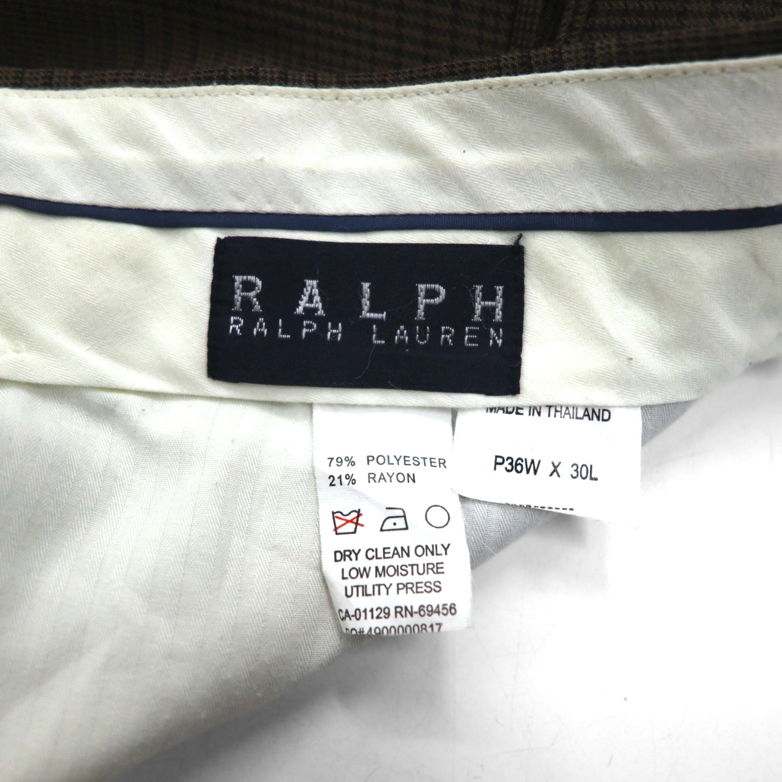 RALPH LAUREN anni '90 pantalone con pinces gamba larga L marrone a quadri poliestere
