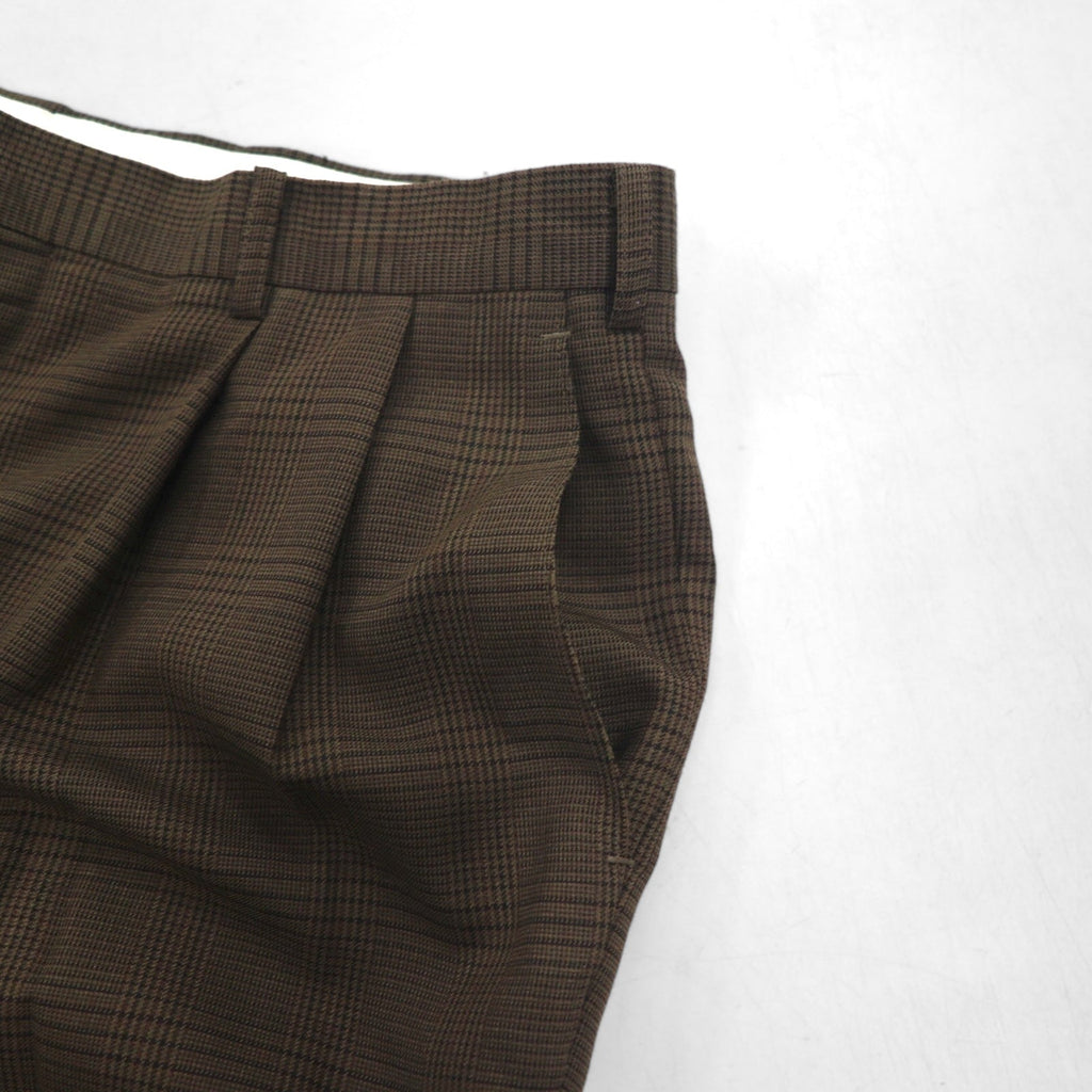 RALPH LAUREN anni '90 pantalone con pinces gamba larga L marrone a quadri poliestere