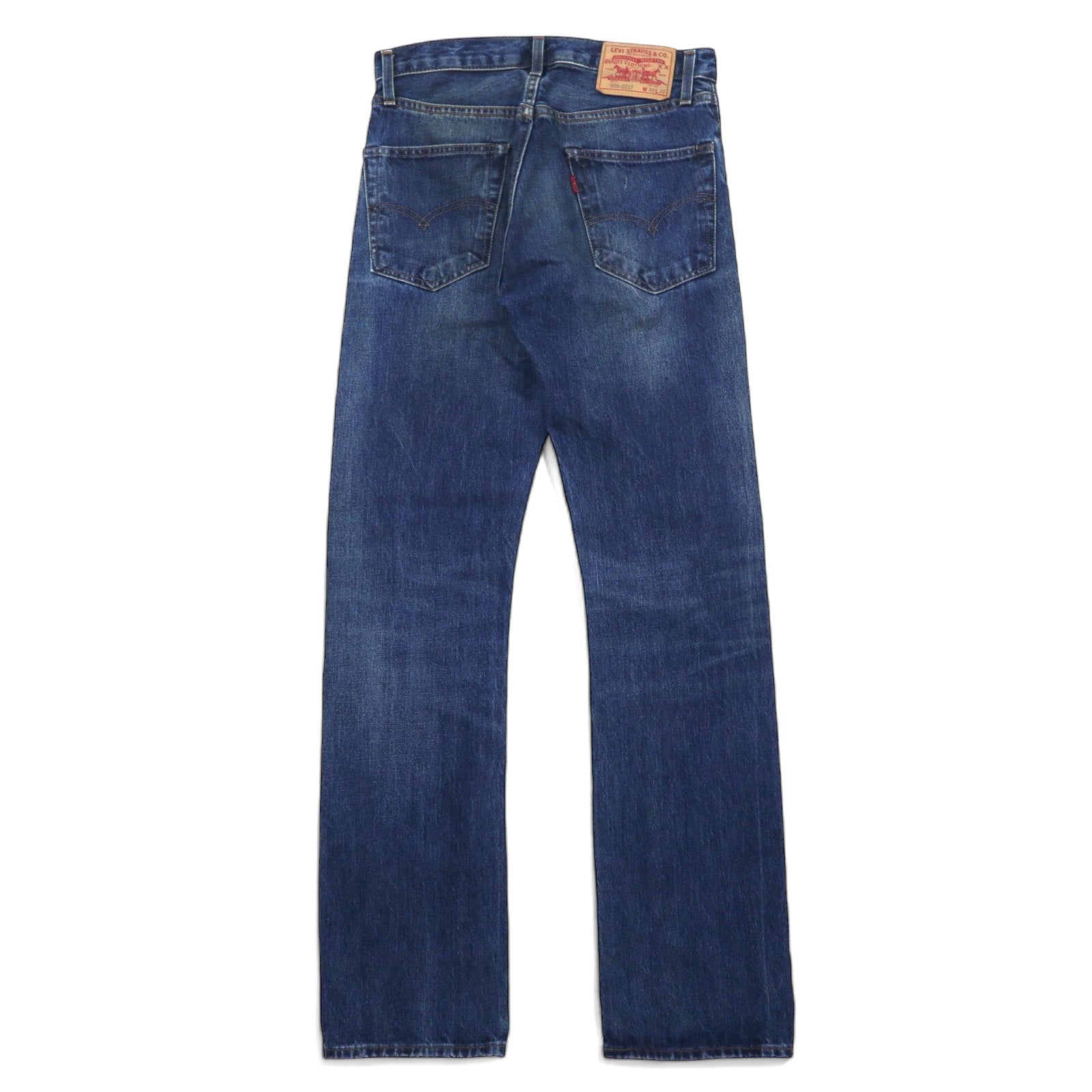 LEVI'S VINTAGE CLOTHING (LVC) Jeans in denim con cimosa 1967 Big E, taglia 30, blu, cotone, 42TALON 505-0217, Made in Turchia