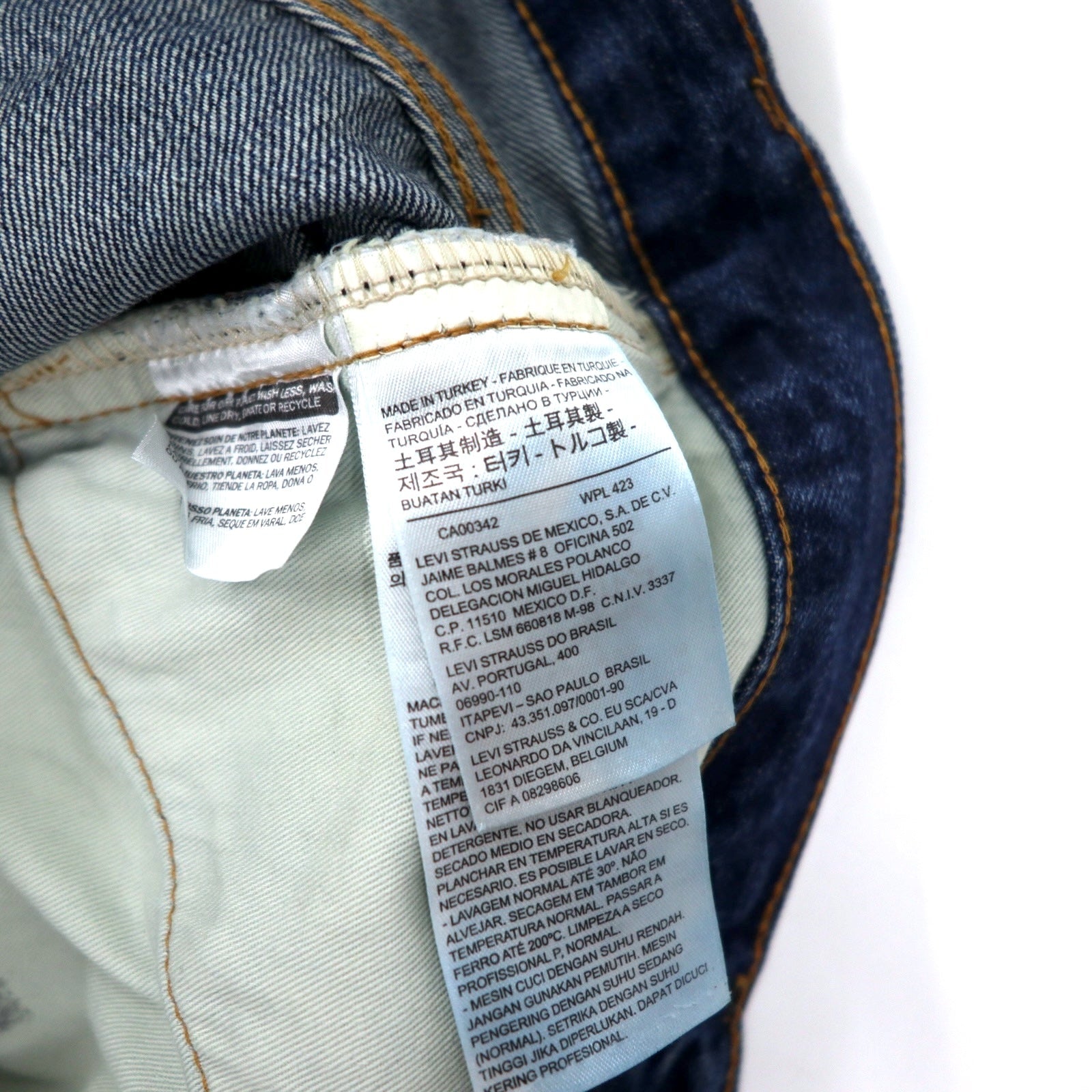 LEVI'S VINTAGE CLOTHING (LVC) Jeans in denim con cimosa 1967 Big E, taglia 30, blu, cotone, 42TALON 505-0217, Made in Turchia