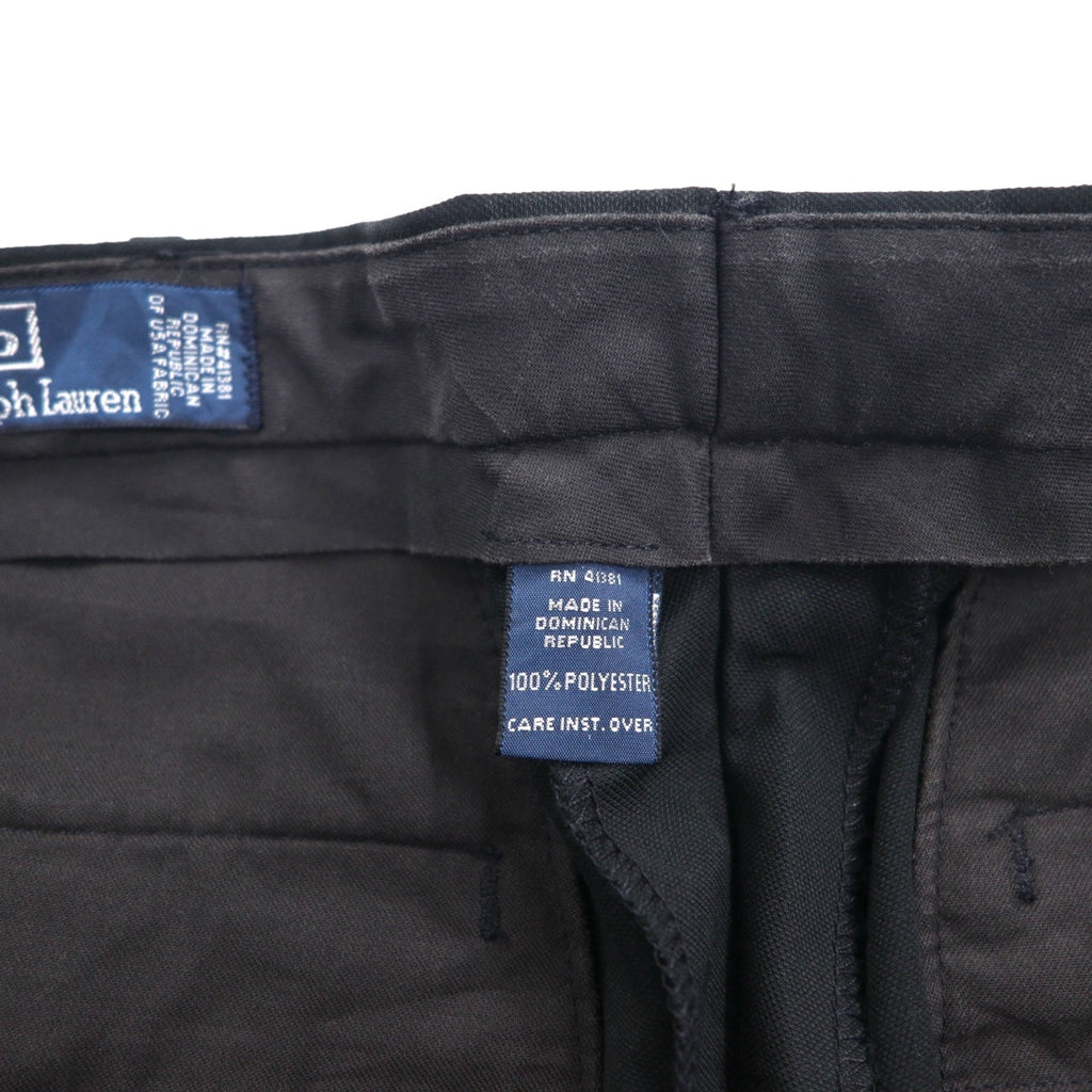 Polo by Ralph Lauren 90年代 2タック ワイド スラックスパンツ L ブラック ポリエステル