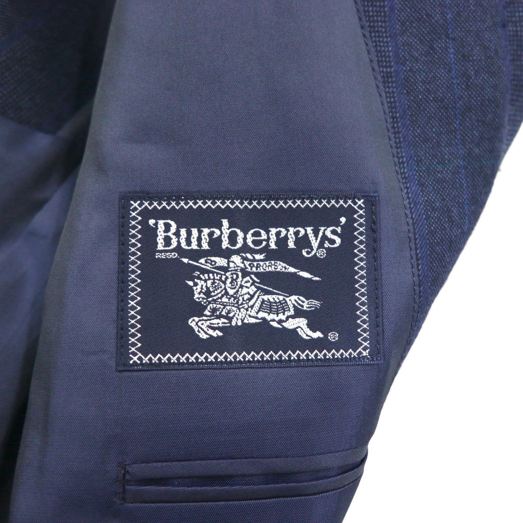 BURBERRY セットアップ スーツ M ネイビー ウール チェック ワイド フレア 日本製