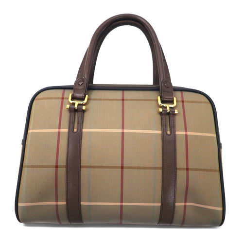 Burberrys Borsa a mano vintage beige a quadri finestra iridescente nylon tela pelle