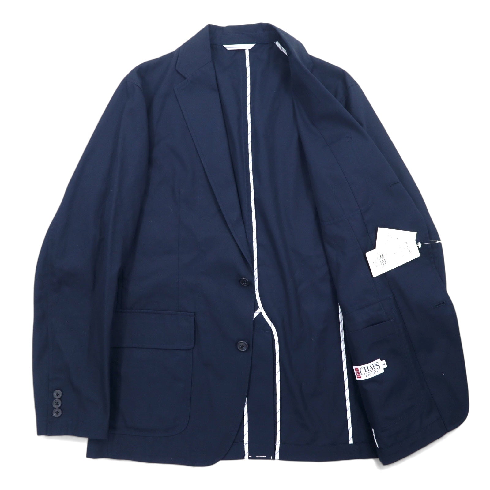 CHAPS 3B Giacca Sartoriale L Blu Navy Cotone Nuovo con Cartellino
