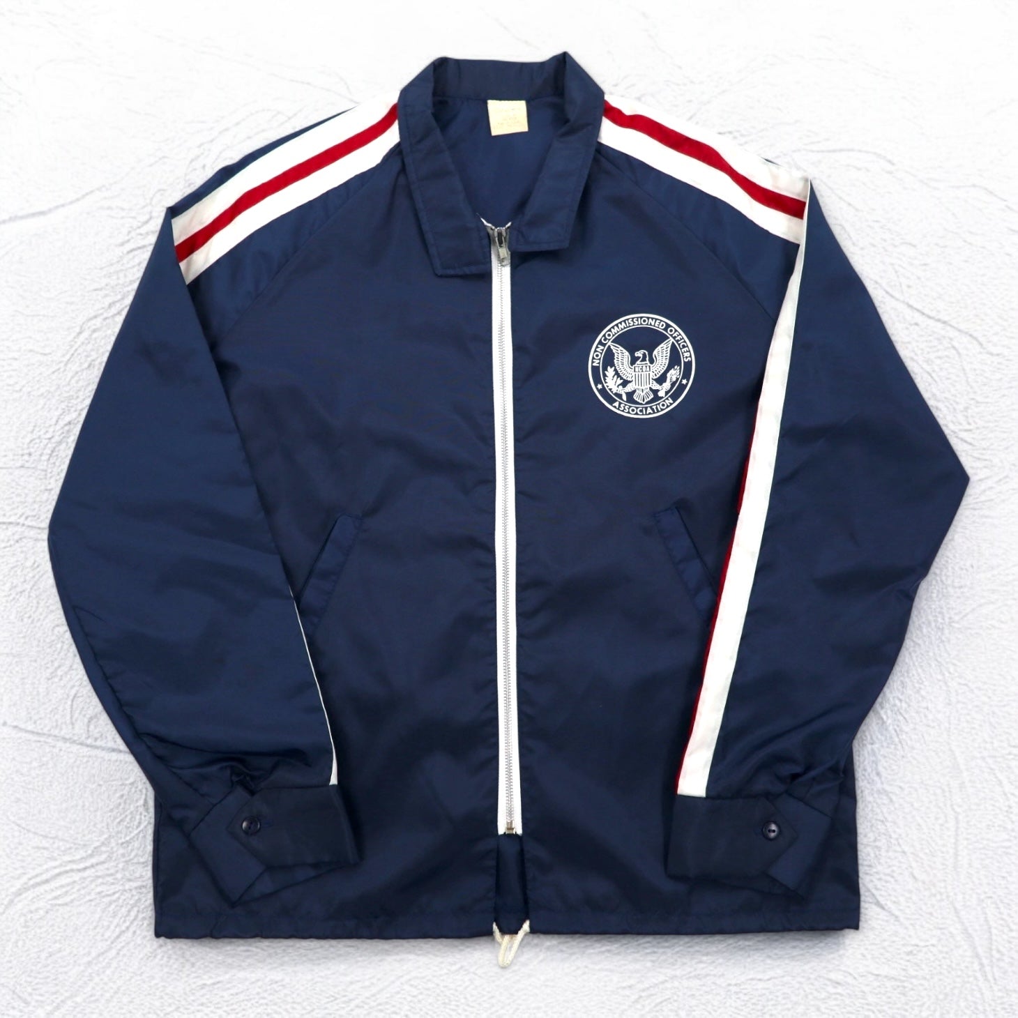 Vintage Anni '90 USA Harrington Jacket California Prodotto negli USA Anni '90 Giacca Swing Top M Blu Navy Righine Laterali NCOA