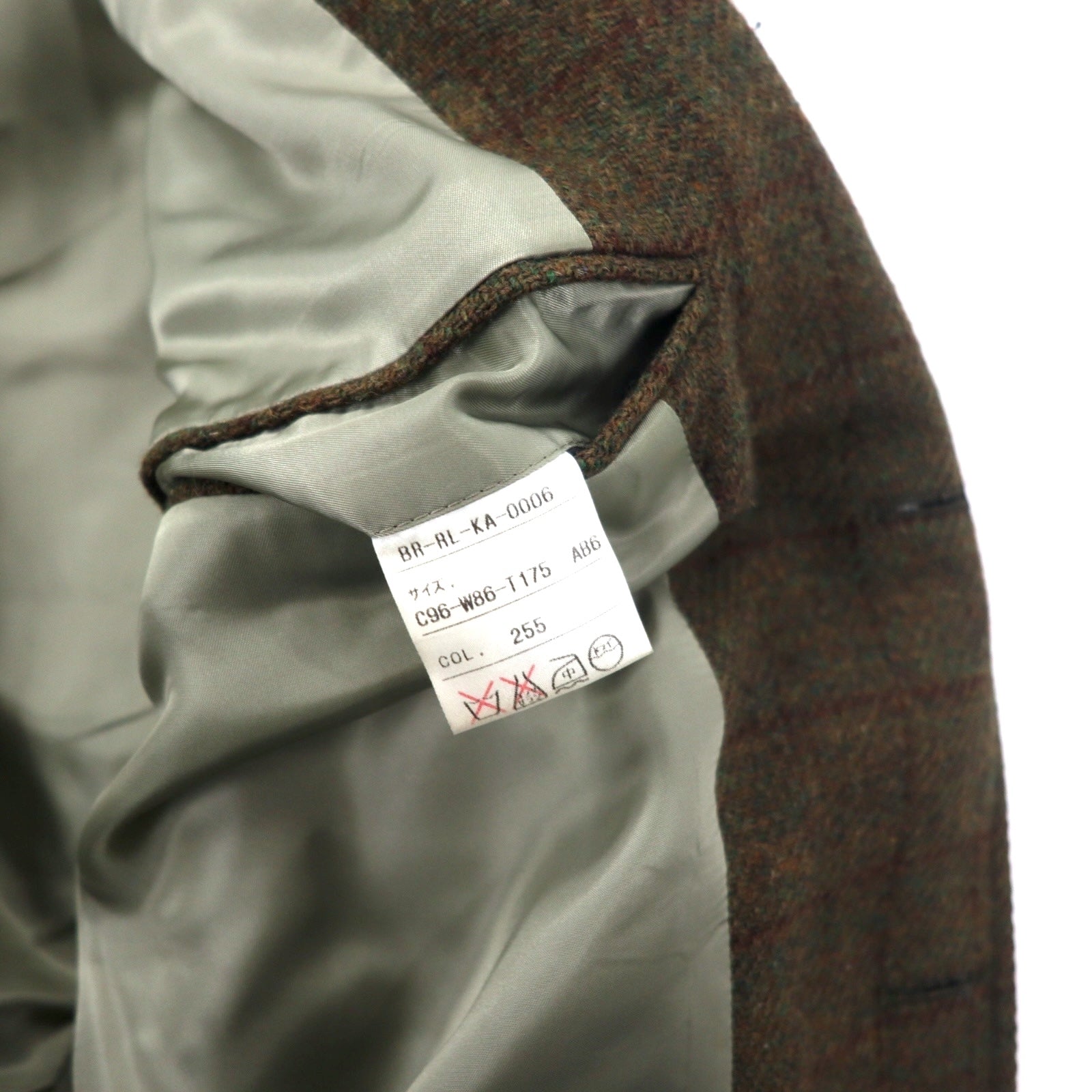 Polo by Ralph Lauren 3B ツイード テーラードジャケット 175 ブラウン グレンチェック ウール 日本製