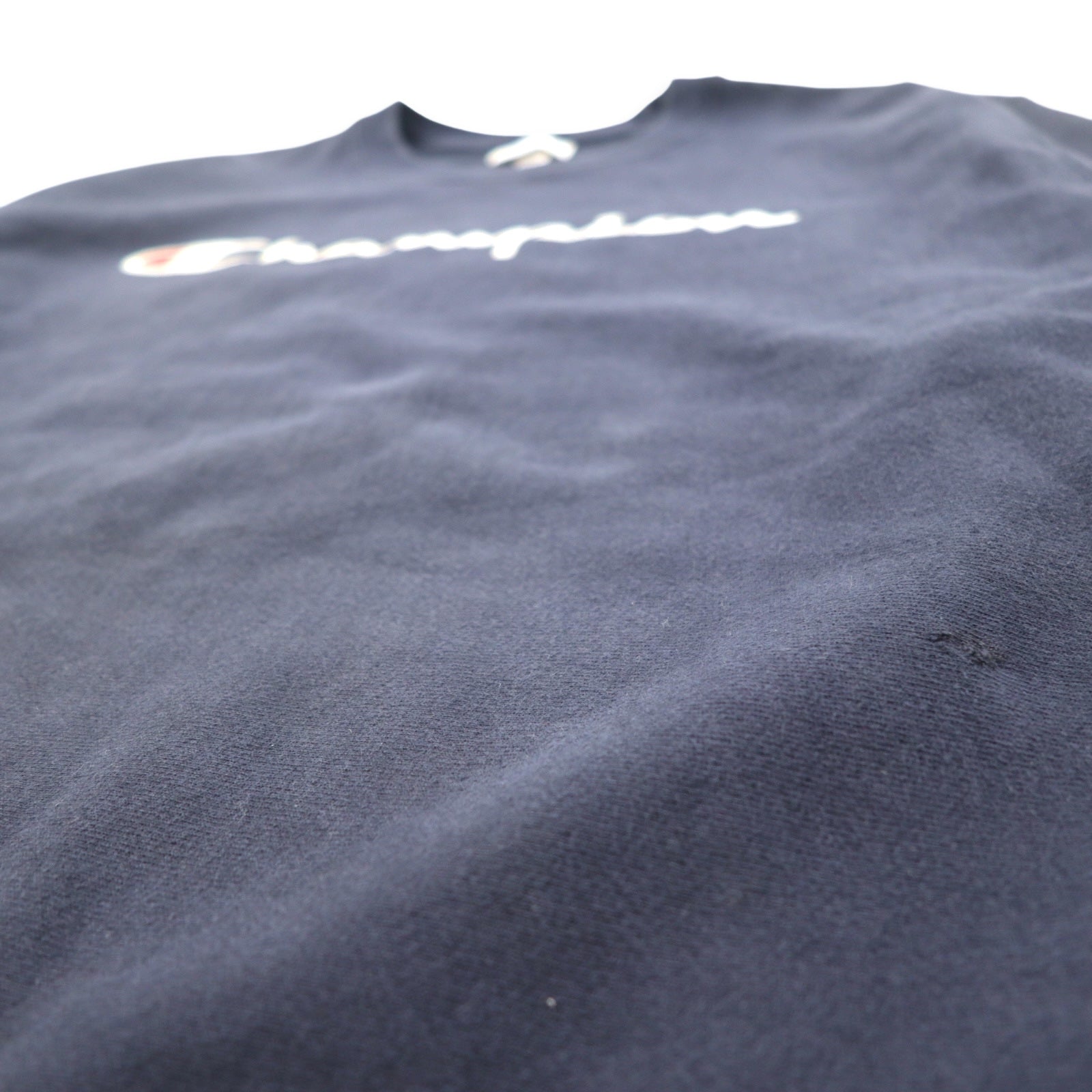 Champion Reverse Weave, felpa stampata con logo script, 3XL, blu navy, replica etichetta blu singola, Made in El Salvador.