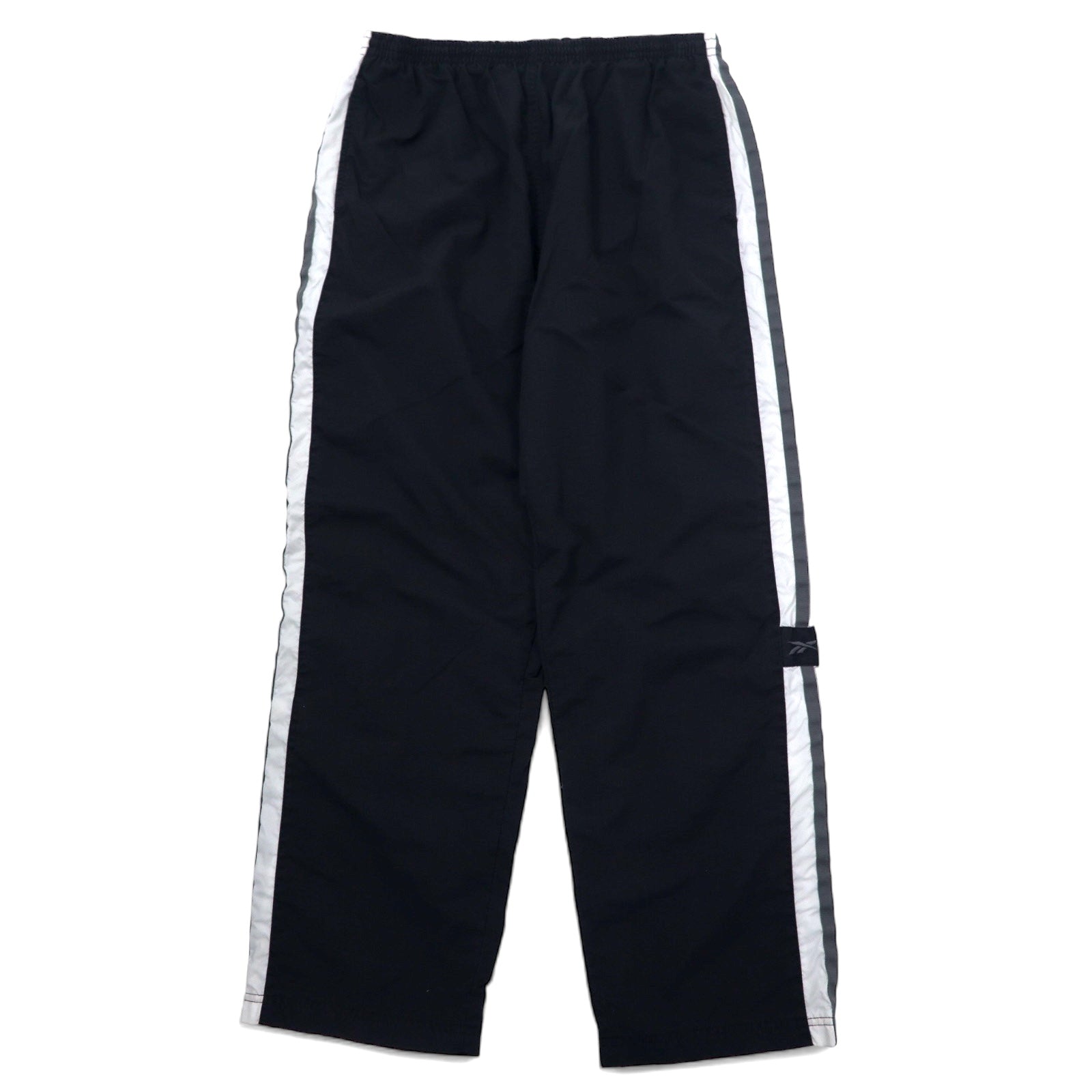 Reebok Pantaloni della tuta anni '90 Tuta sportiva XL Nero Poliestere Strisce laterali Logo vettoriale