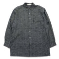 BLACK PIA Anni '90 Camicia di lino a righe L Grigio Nero Tasche a patta Made in Japan