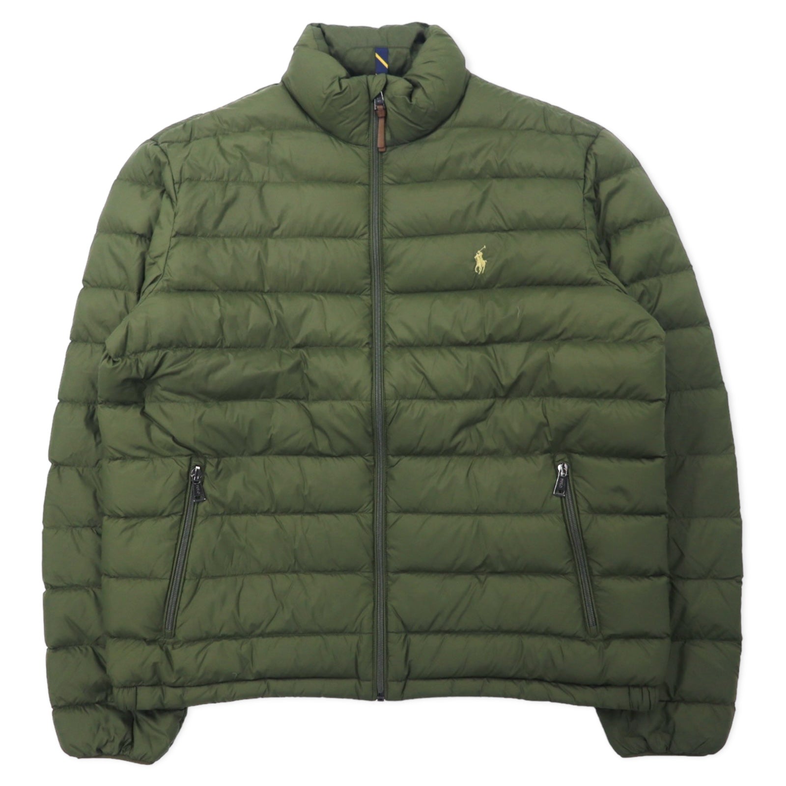 POLO RALPH LAUREN Piumino L Kaki Nylon Piuma d'oca bianca Ricamo pony piccolo