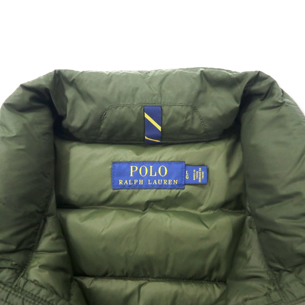 POLO RALPH LAUREN Piumino L Kaki Nylon Piuma d'oca bianca Ricamo pony piccolo