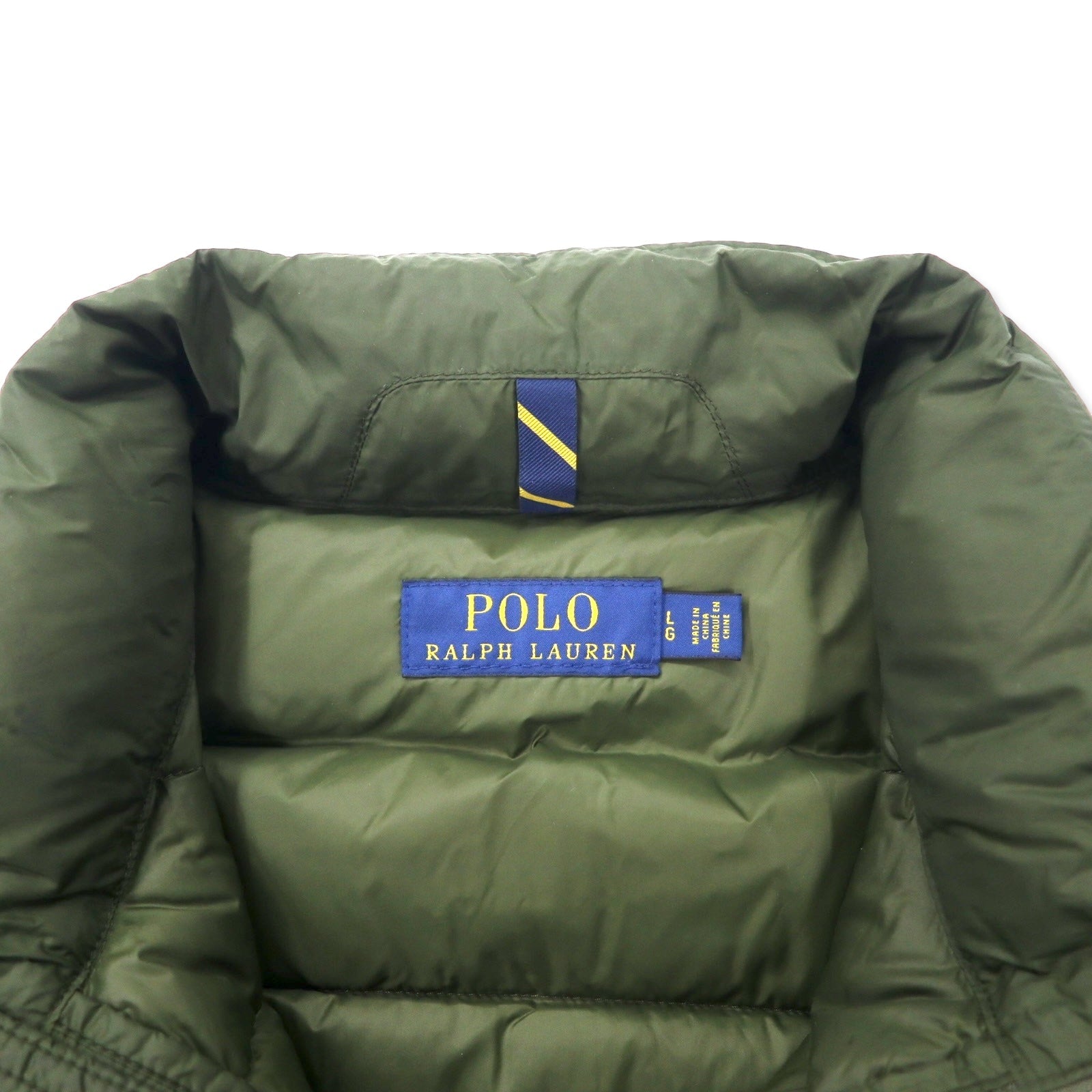 POLO RALPH LAUREN Piumino L Kaki Nylon Piuma d'oca bianca Ricamo pony piccolo