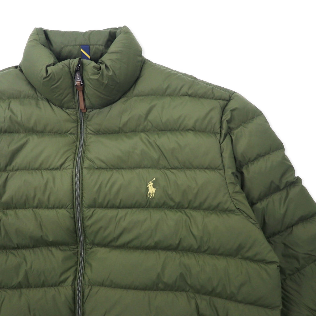 POLO RALPH LAUREN Piumino L Kaki Nylon Piuma d'oca bianca Ricamo pony piccolo