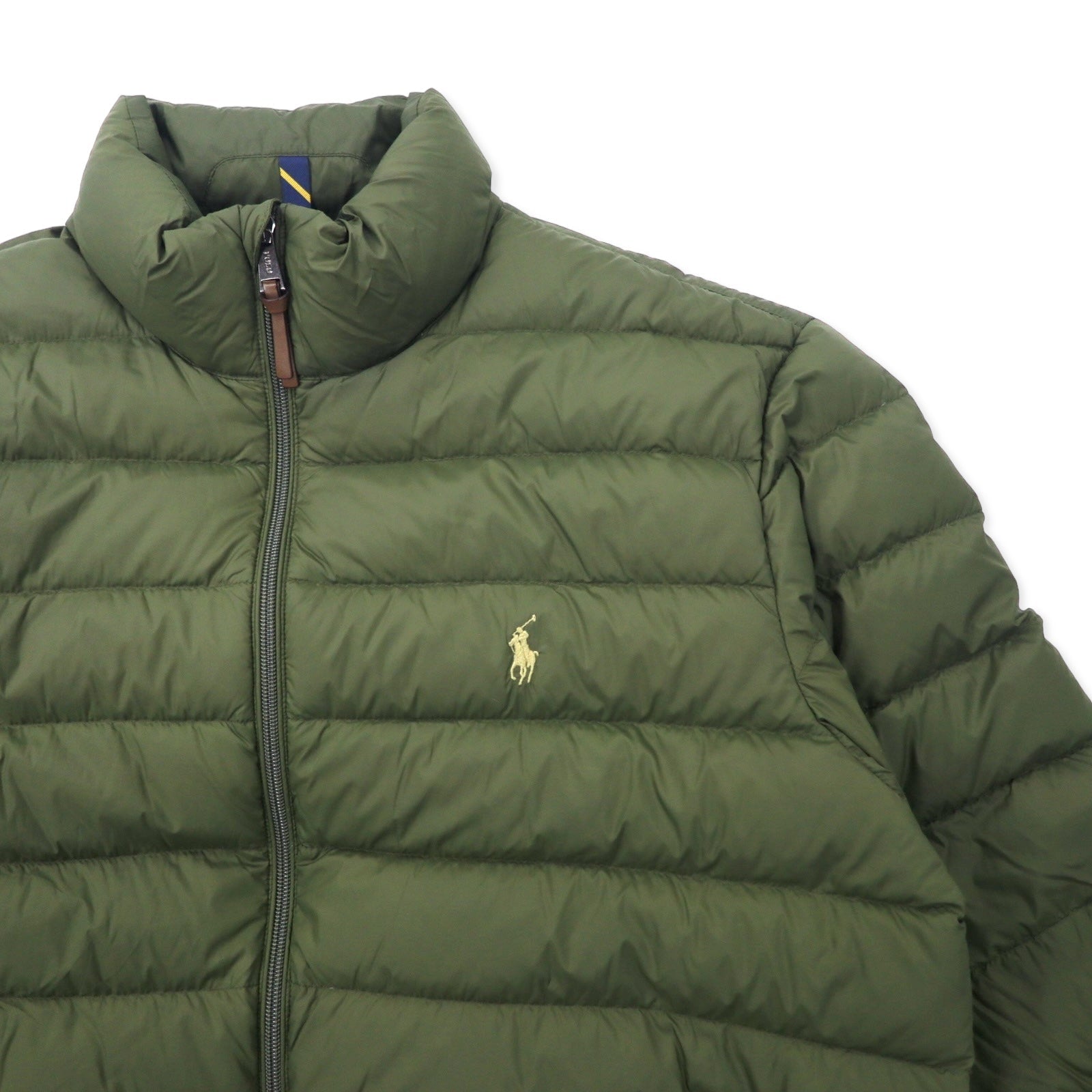 POLO RALPH LAUREN Piumino L Kaki Nylon Piuma d'oca bianca Ricamo pony piccolo