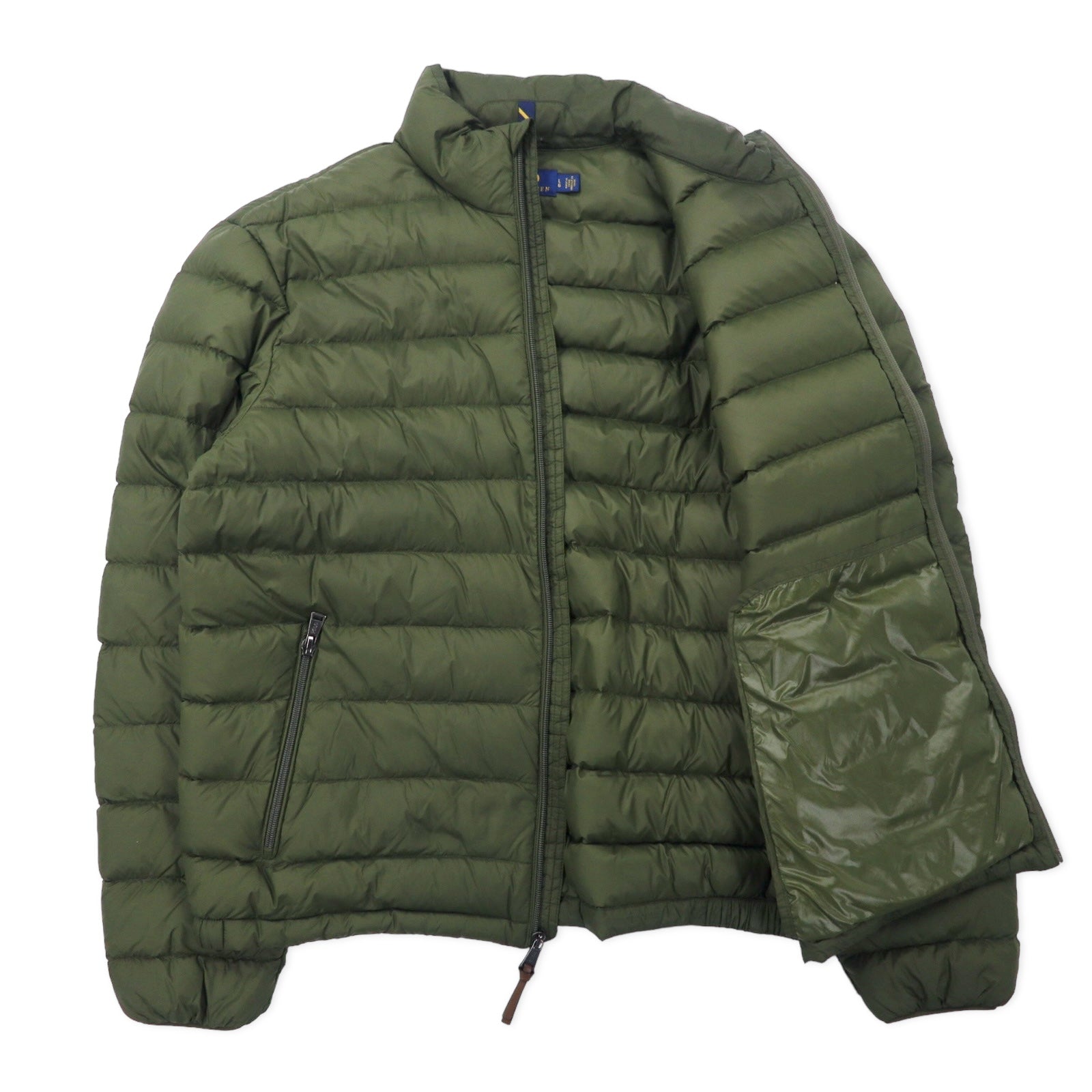 POLO RALPH LAUREN Piumino L Kaki Nylon Piuma d'oca bianca Ricamo pony piccolo