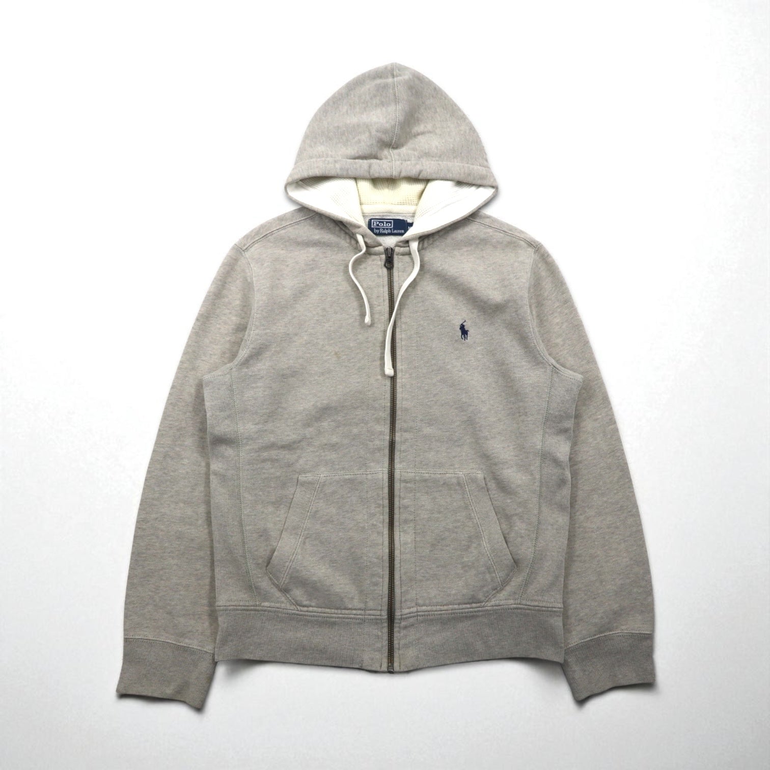 Ralph Lauren 90年代 リバースウィーブ ヘビーウェイト ジップパーカー M グレー スモールポニー刺繡