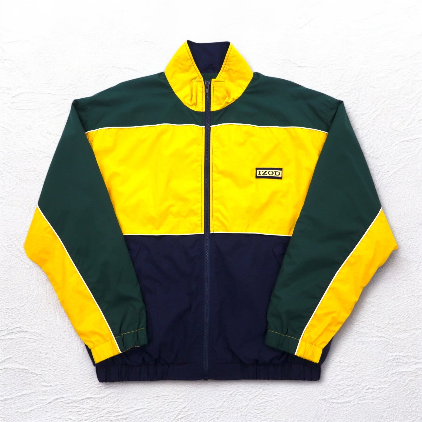 Giacca a vento vintage anni '90 IZOD, anni '90, color block, giacca in nylon, tuta da ginnastica, taglia L, fodera in rete