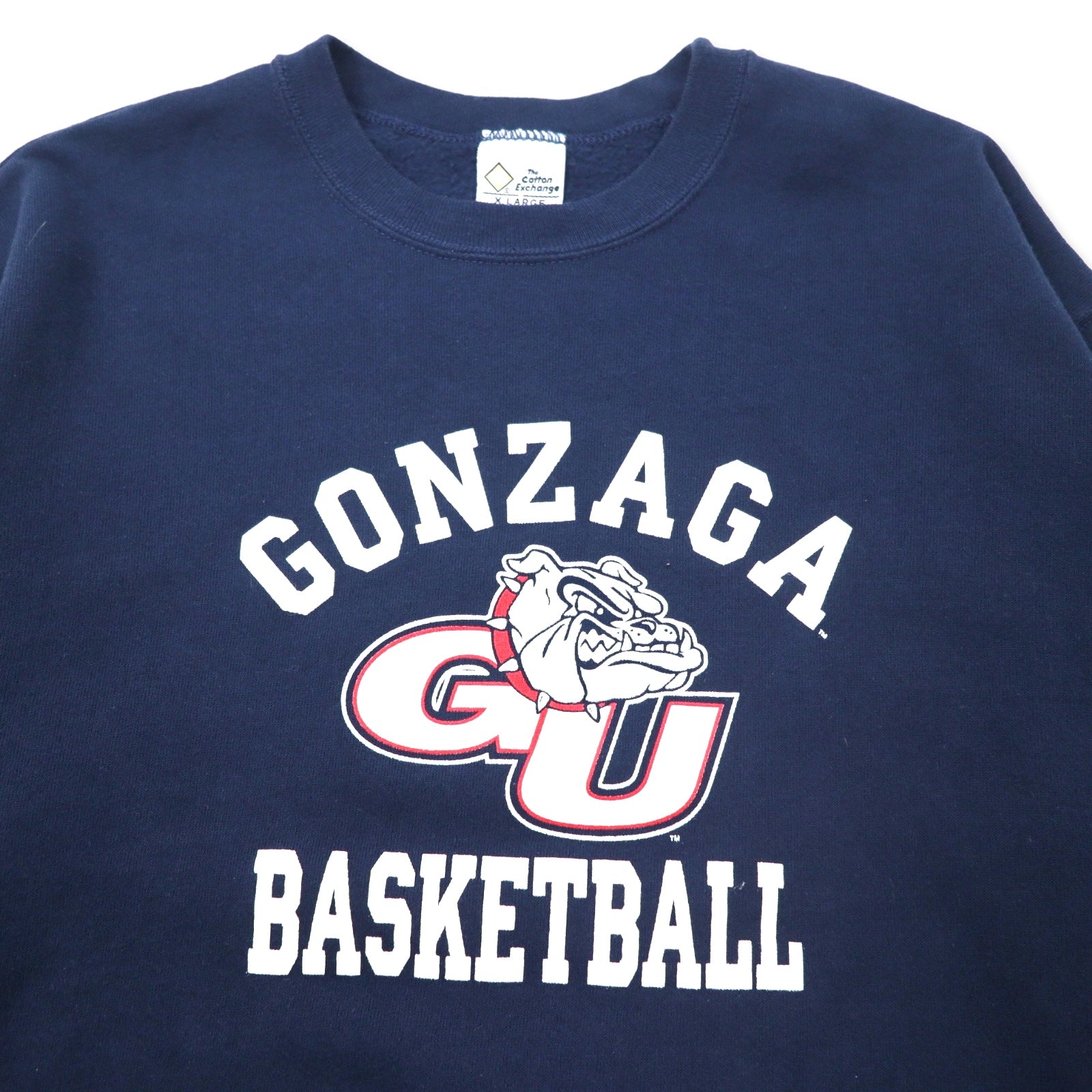 The Cotton Exchange Fatto negli USA anni '90 Stampa college Felpa XL Navy Cotone GONZA BASKETBALL Logo ad arco