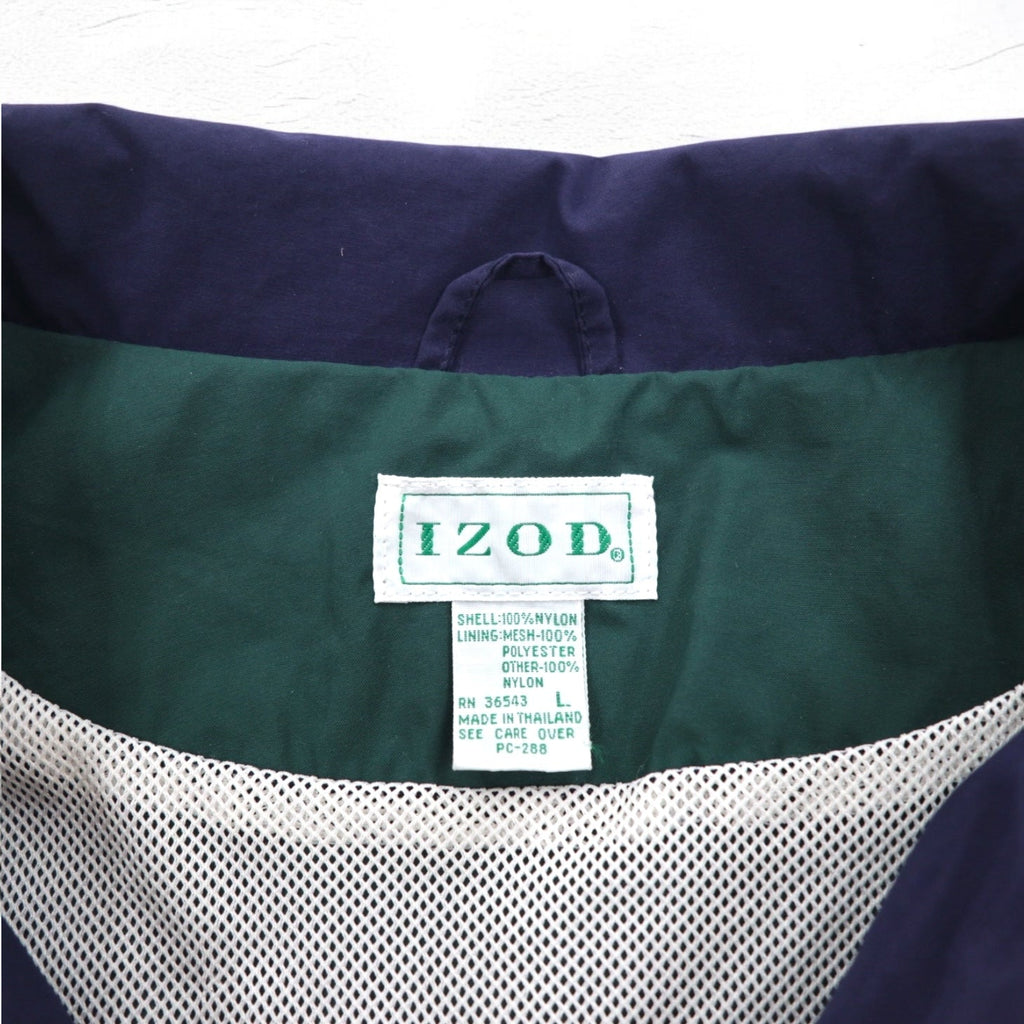 Giacca a vento vintage anni '90 IZOD, anni '90, color block, giacca in nylon, tuta da ginnastica, taglia L, fodera in rete