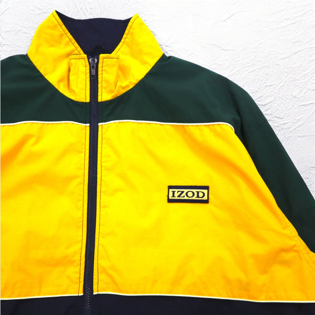 Giacca a vento vintage anni '90 IZOD, anni '90, color block, giacca in nylon, tuta da ginnastica, taglia L, fodera in rete