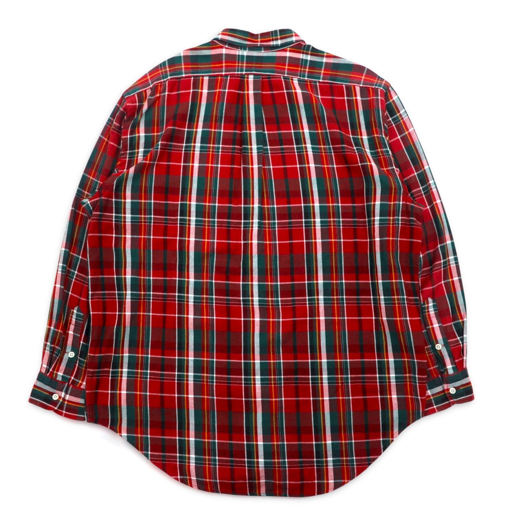 RALPH LAUREN anni '90 camicia flanella button-down BLAIRE L quadri rossa ricamo piccolo pony
