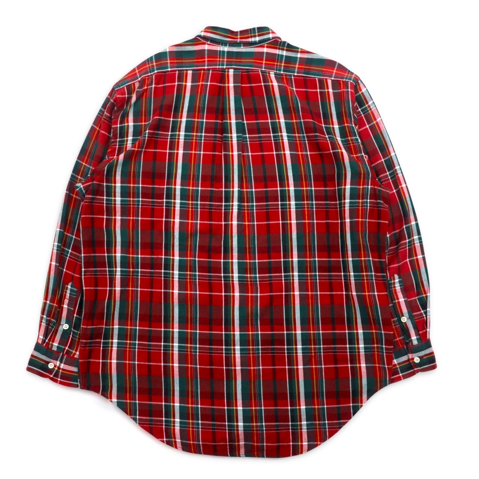 RALPH LAUREN anni '90 camicia flanella button-down BLAIRE L quadri rossa ricamo piccolo pony
