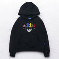 adidas Originals Felpa con Cappuccio con Stampa Logo Trifoglio XL Nera Interno Felpato AY6630