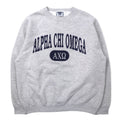 Felpa Lee USA anni '90 ULTRAWEIGHT con stampa college L grigio cotone felpata ALPHA CHI OMEGA con logo ad arco