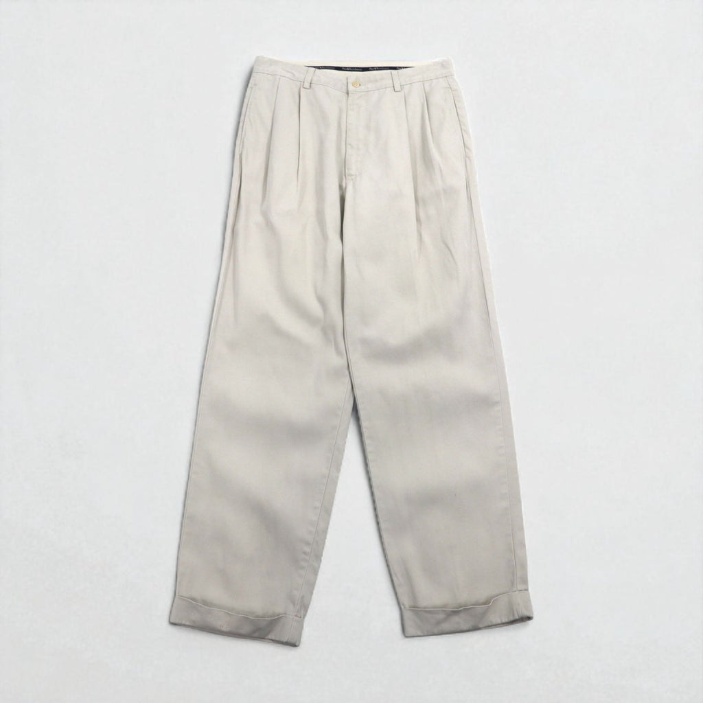 POLO RALPH LAUREN 90年代 ポロチノ 2タック ワイド チノパンツ M ベージュ コットン