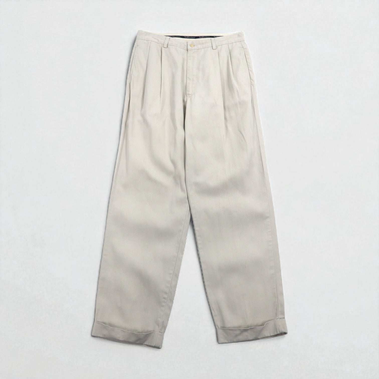 POLO RALPH LAUREN anni '90, pantaloni chino larghi a due pinces, taglia M, beige, cotone