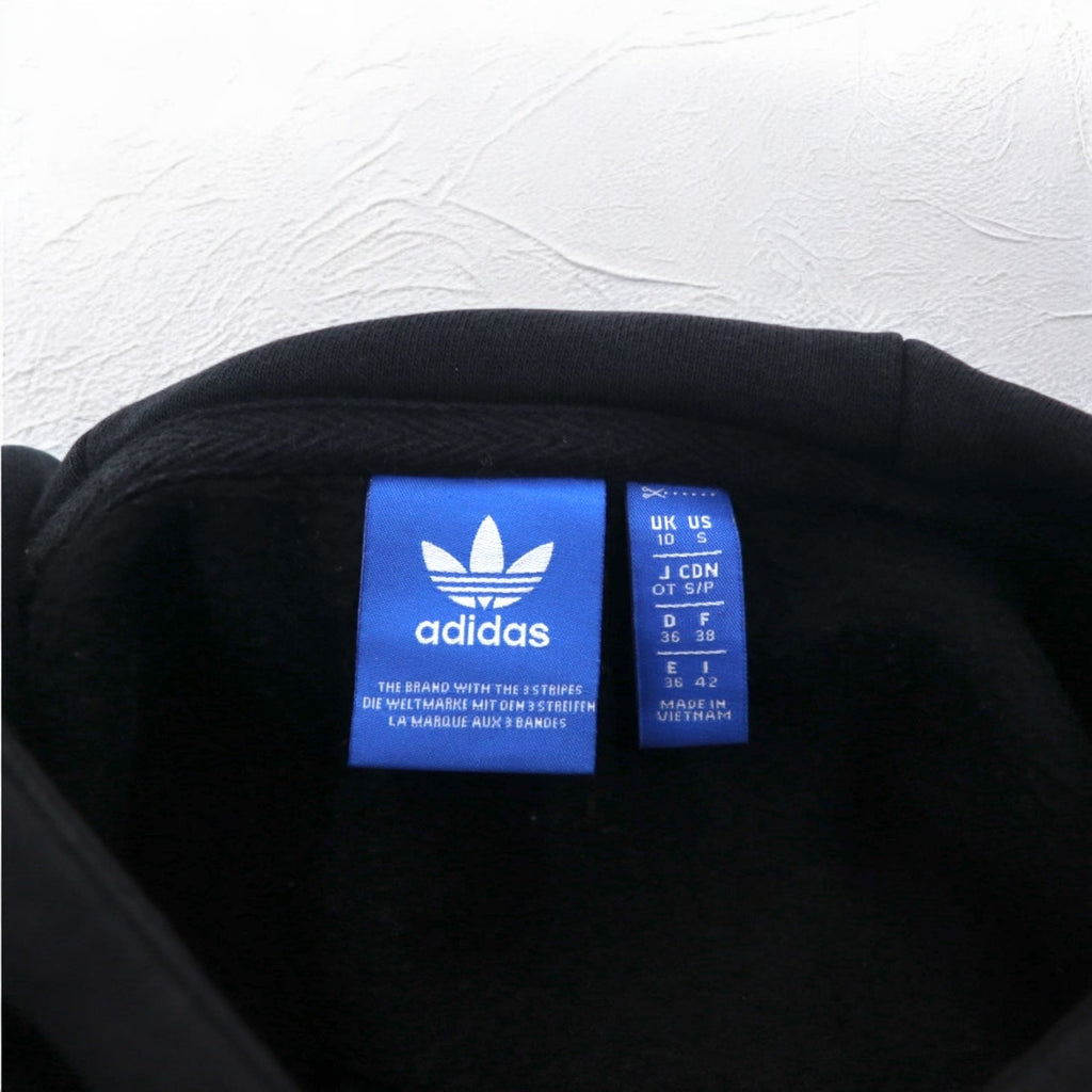 adidas Originals Felpa con Cappuccio con Stampa Logo Trifoglio XL Nera Interno Felpato AY6630