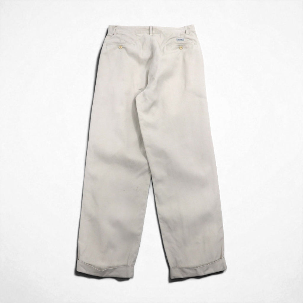 POLO RALPH LAUREN 90年代 ポロチノ 2タック ワイド チノパンツ M ベージュ コットン