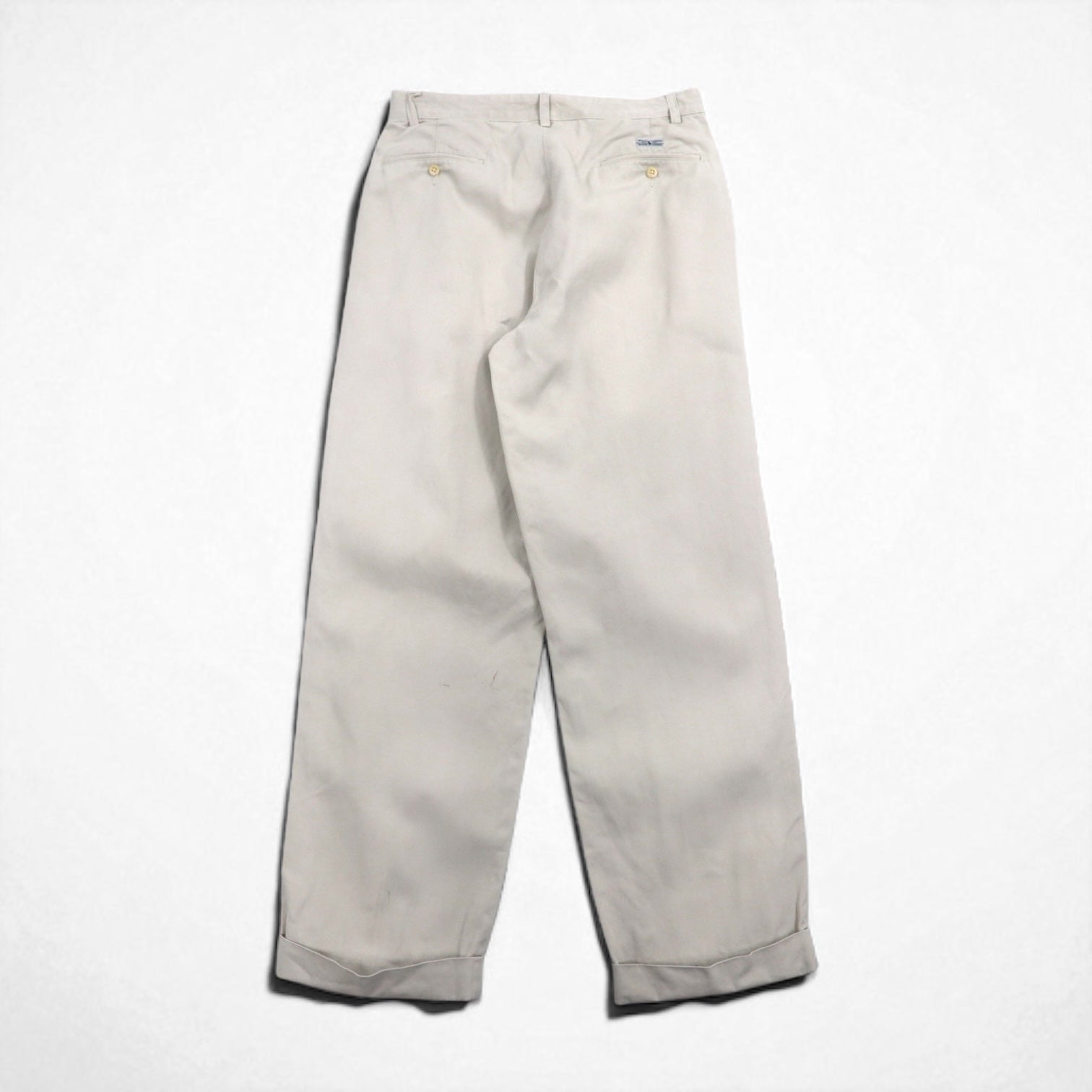 POLO RALPH LAUREN anni '90, pantaloni chino larghi a due pinces, taglia M, beige, cotone
