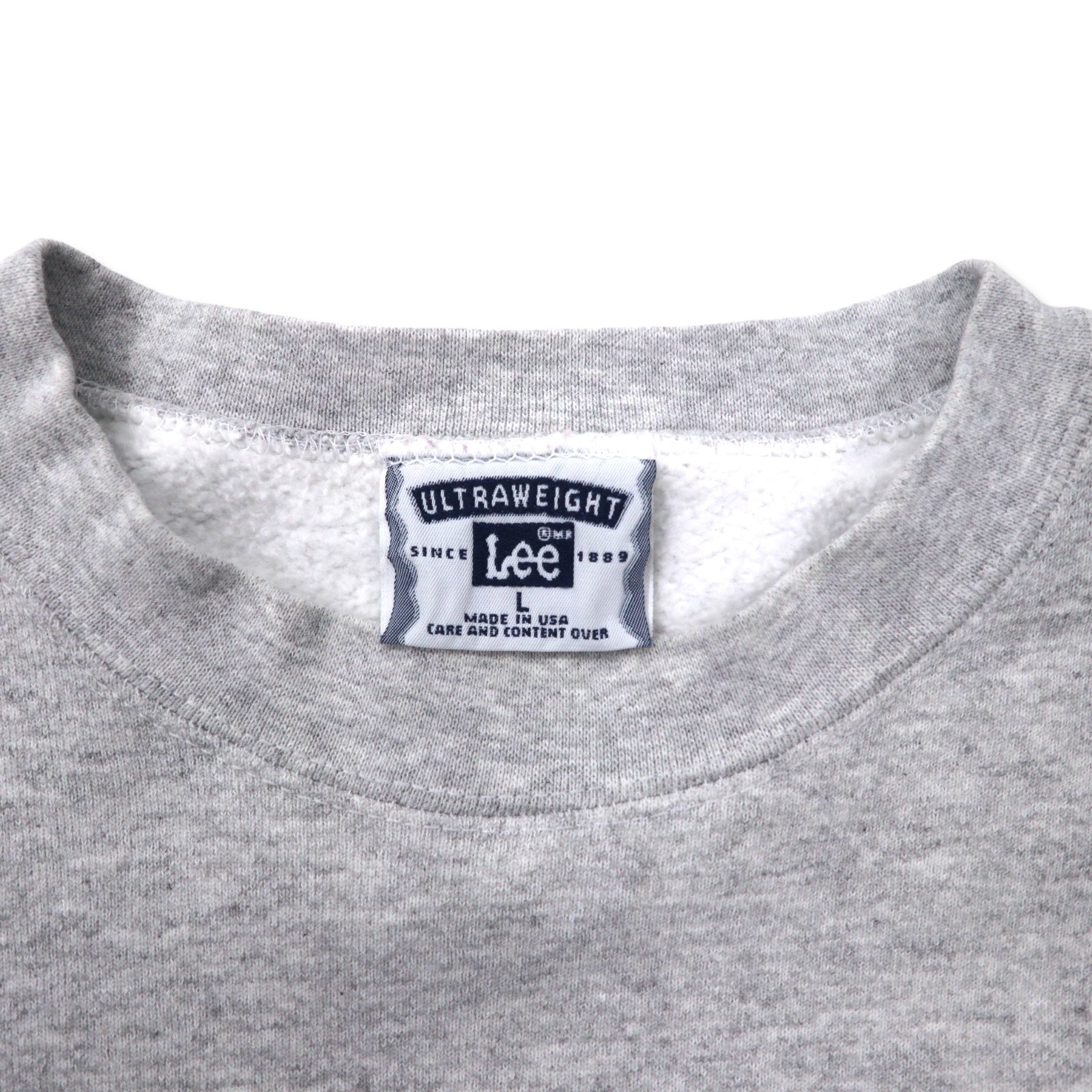 Felpa Lee USA anni '90 ULTRAWEIGHT con stampa college L grigio cotone felpata ALPHA CHI OMEGA con logo ad arco