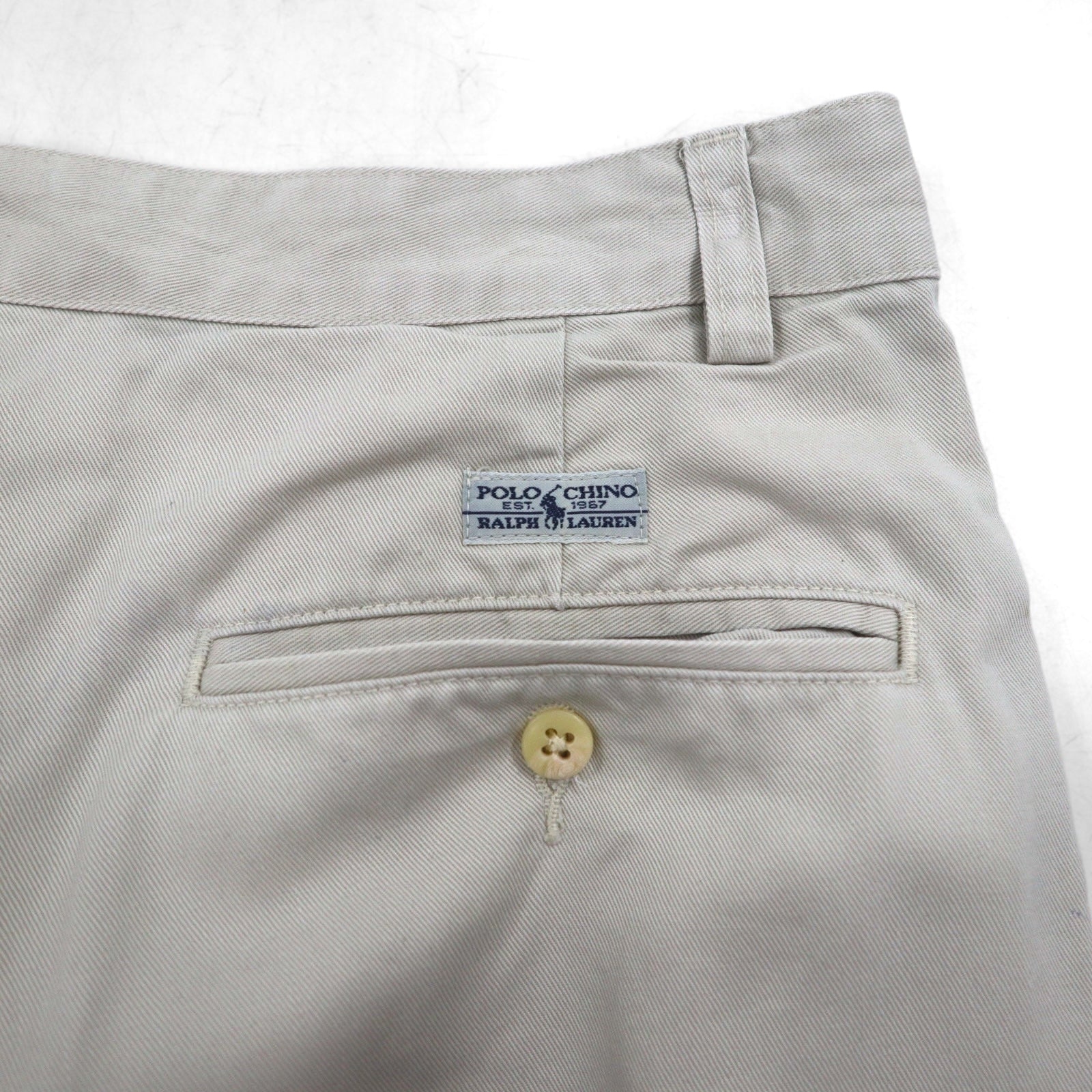 POLO RALPH LAUREN anni '90, pantaloni chino larghi a due pinces, taglia M, beige, cotone