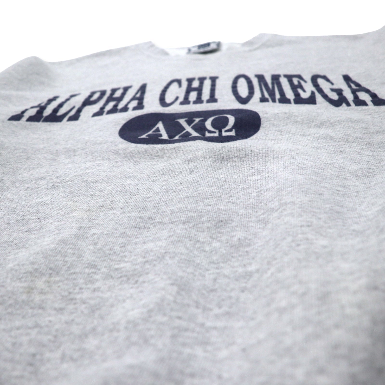 Felpa Lee USA anni '90 ULTRAWEIGHT con stampa college L grigio cotone felpata ALPHA CHI OMEGA con logo ad arco