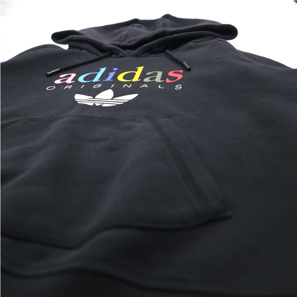adidas Originals Felpa con Cappuccio con Stampa Logo Trifoglio XL Nera Interno Felpato AY6630
