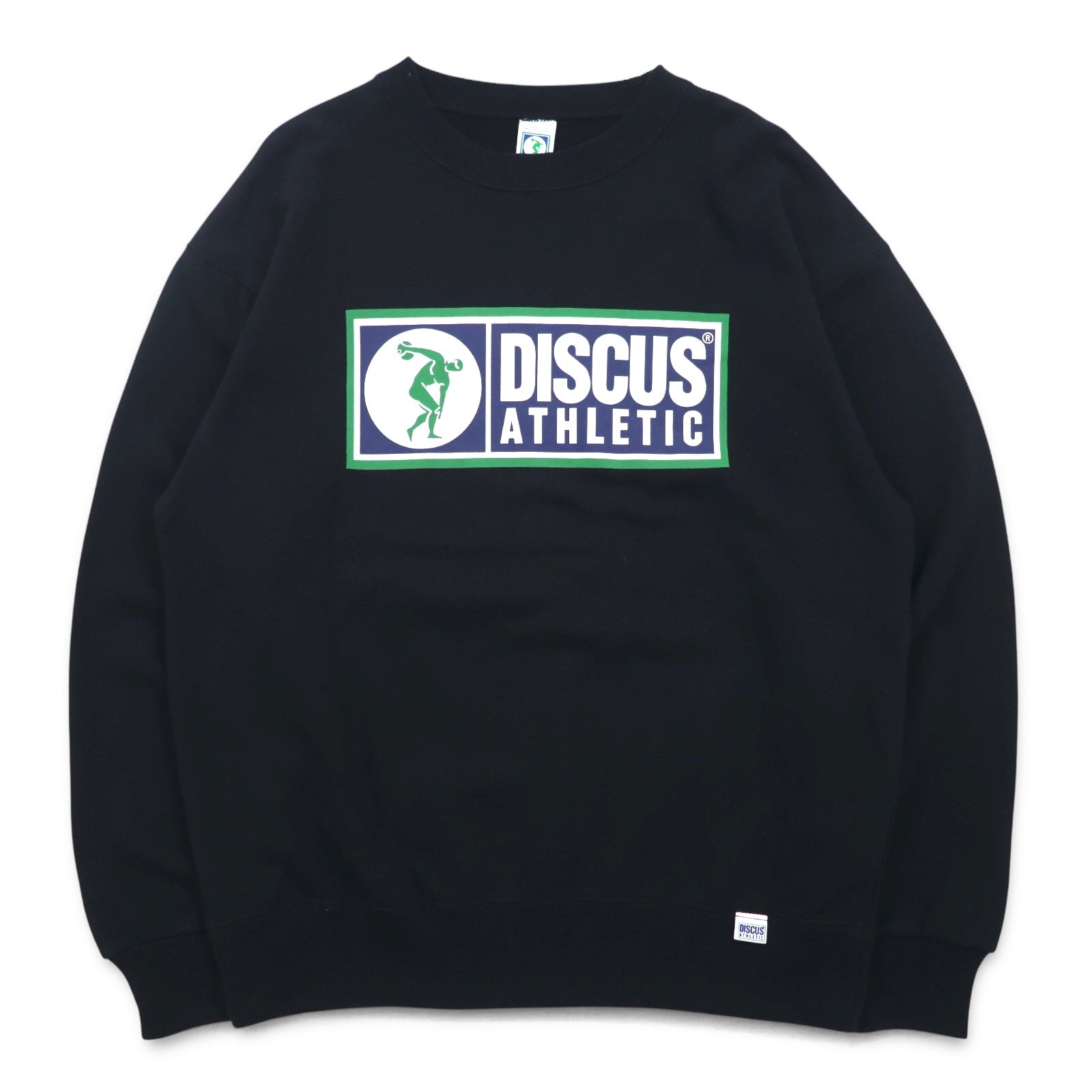 DISCUS ATHLETIC Felpa Girocollo M Nera Cotone Stampa Logo